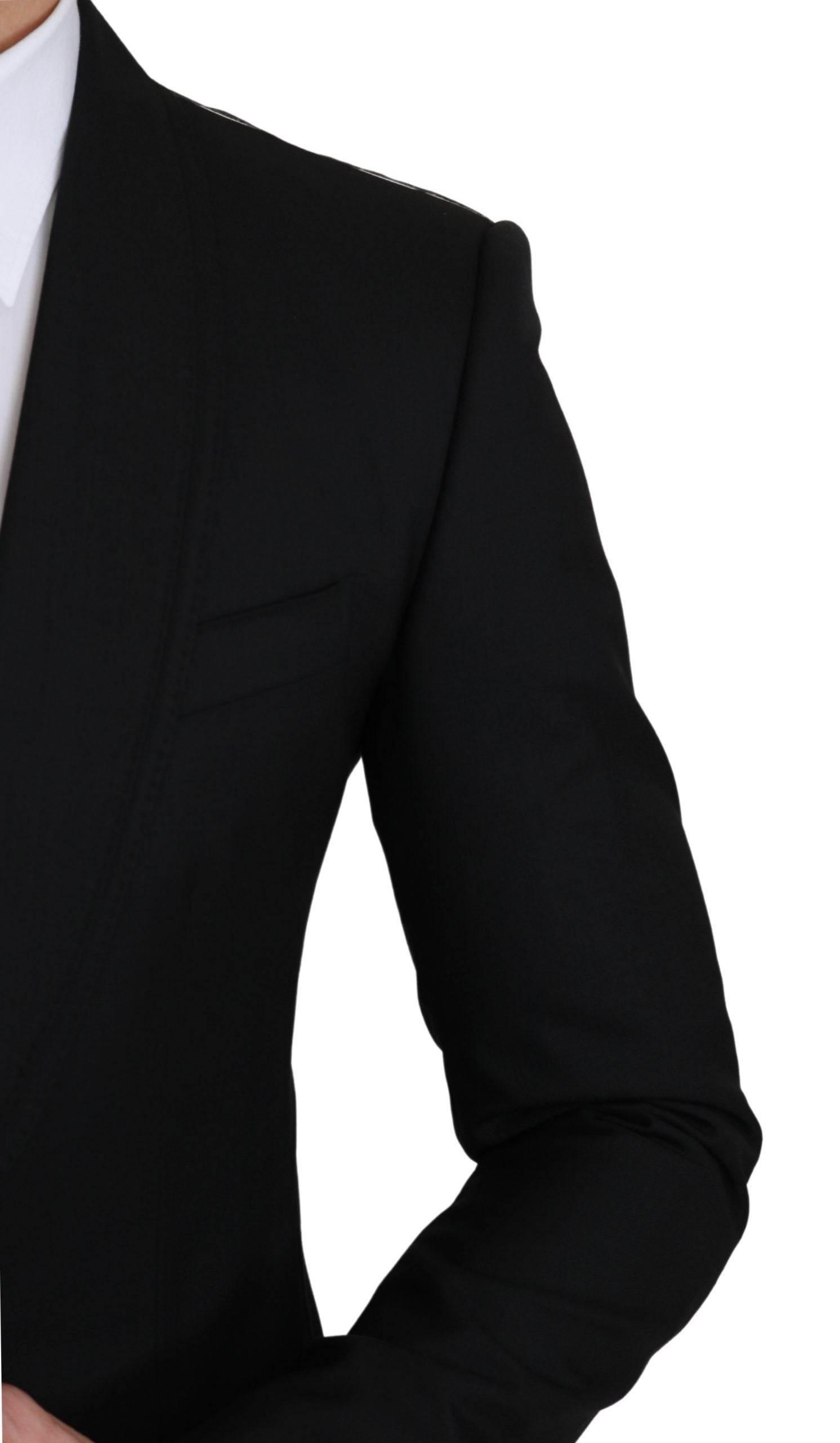 Dolce & Gabbana Black Single Breasted Formal Wool Blazer - Hilstor