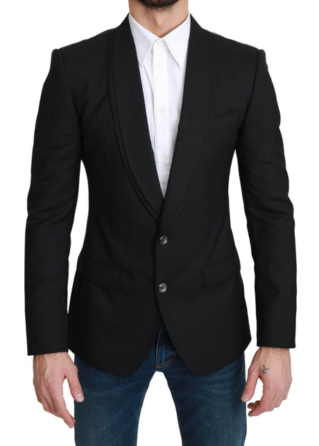 Dolce & Gabbana Black Single Breasted Formal Wool Blazer - Hilstor