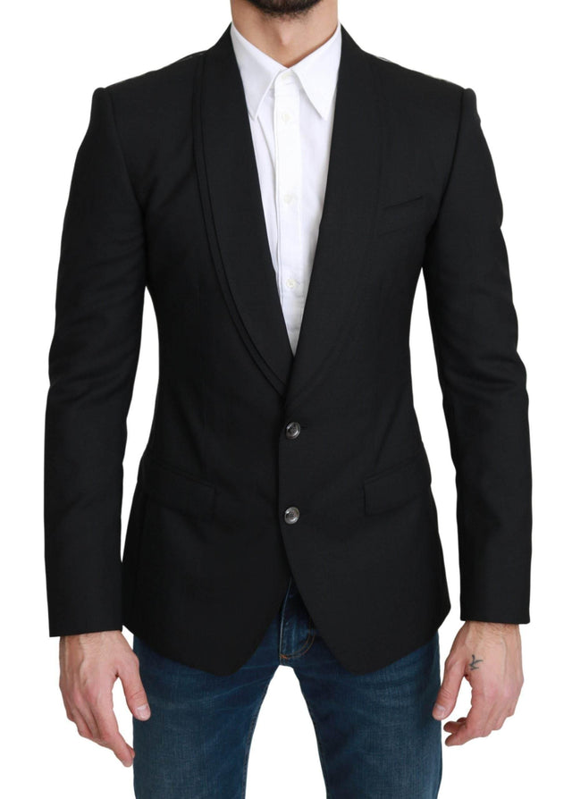 Dolce & Gabbana Black Single Breasted Formal Wool Blazer - Hilstor