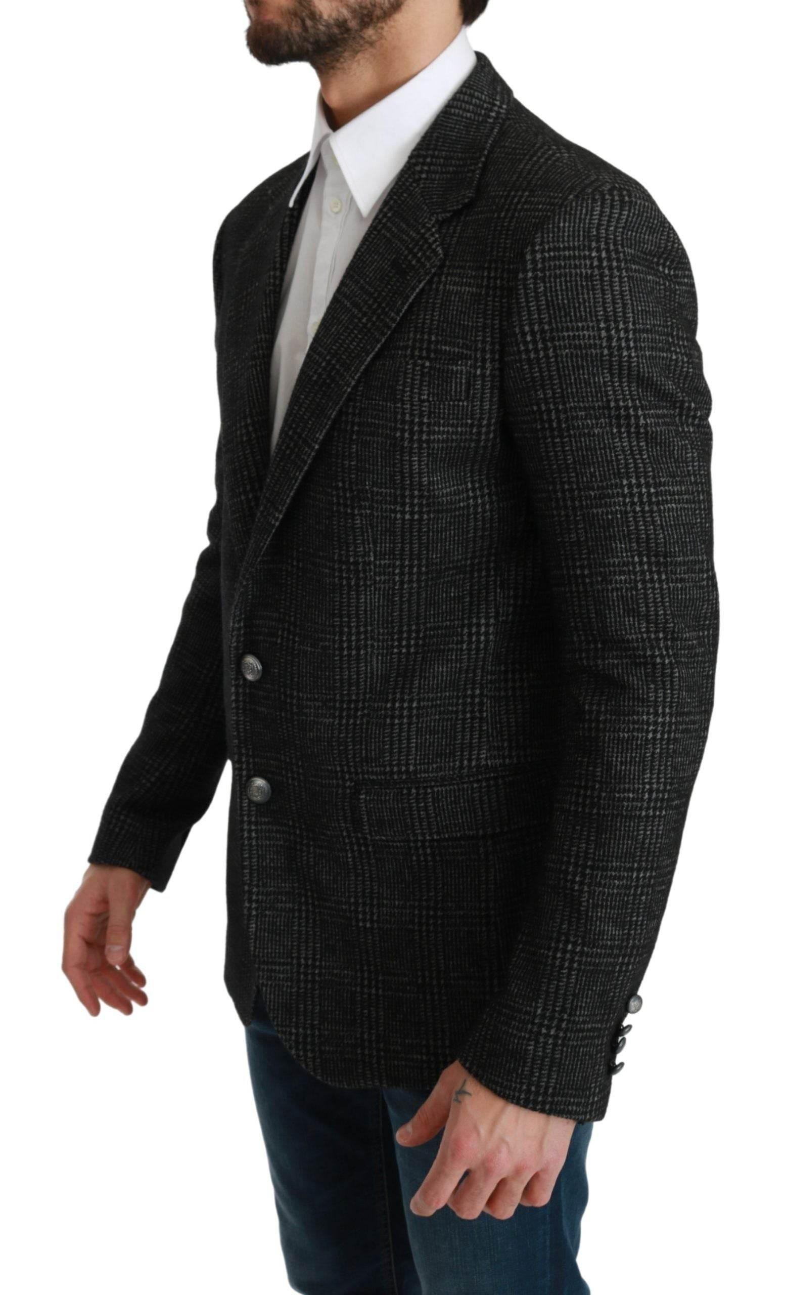 Dolce & Gabbana Gray Plaid Check Slim Fit Jacket Blazer - Hilstor