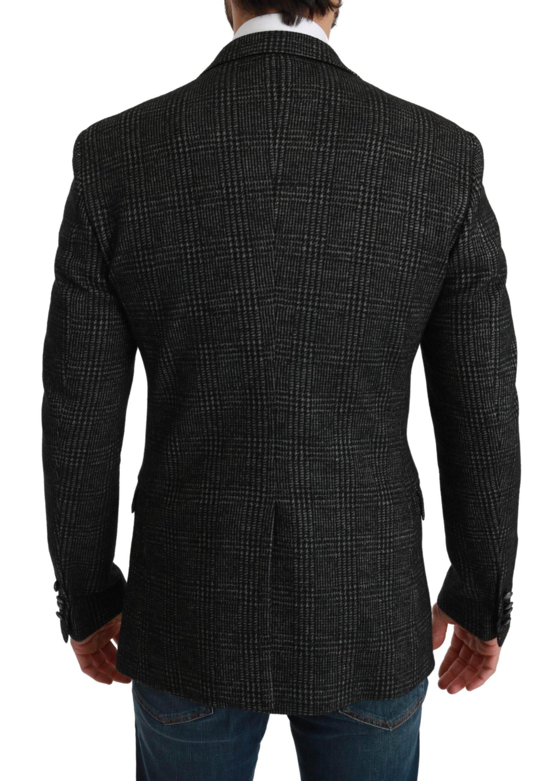 Dolce & Gabbana Gray Plaid Check Slim Fit Jacket Blazer - Hilstor