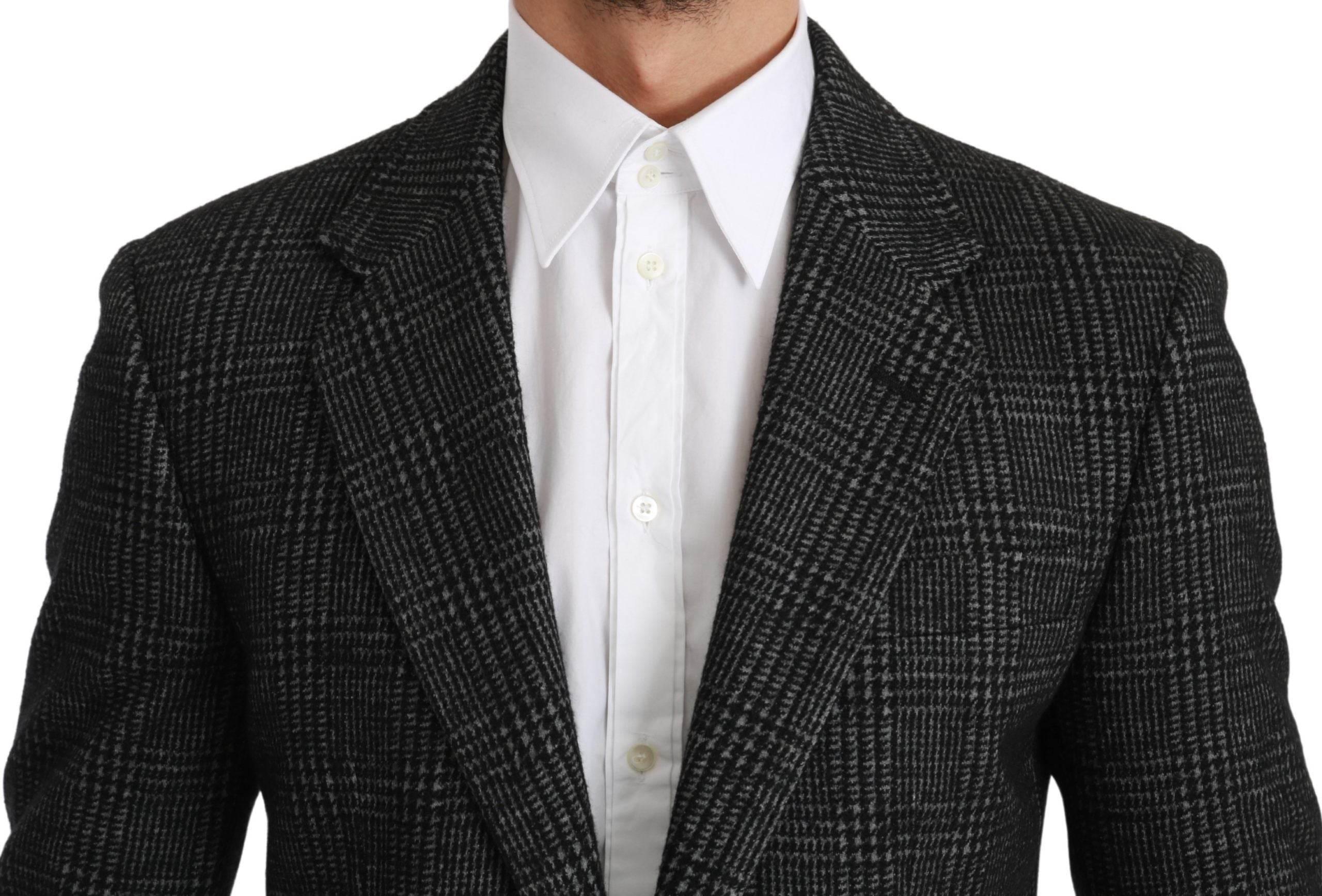 Dolce & Gabbana Gray Plaid Check Slim Fit Jacket Blazer - Hilstor