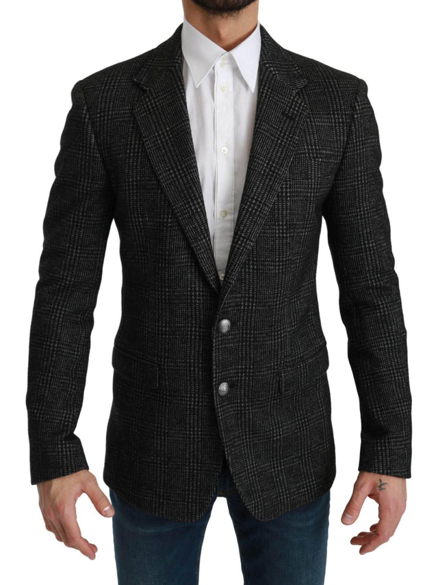Dolce & Gabbana Gray Plaid Check Slim Fit Jacket Blazer - Hilstor