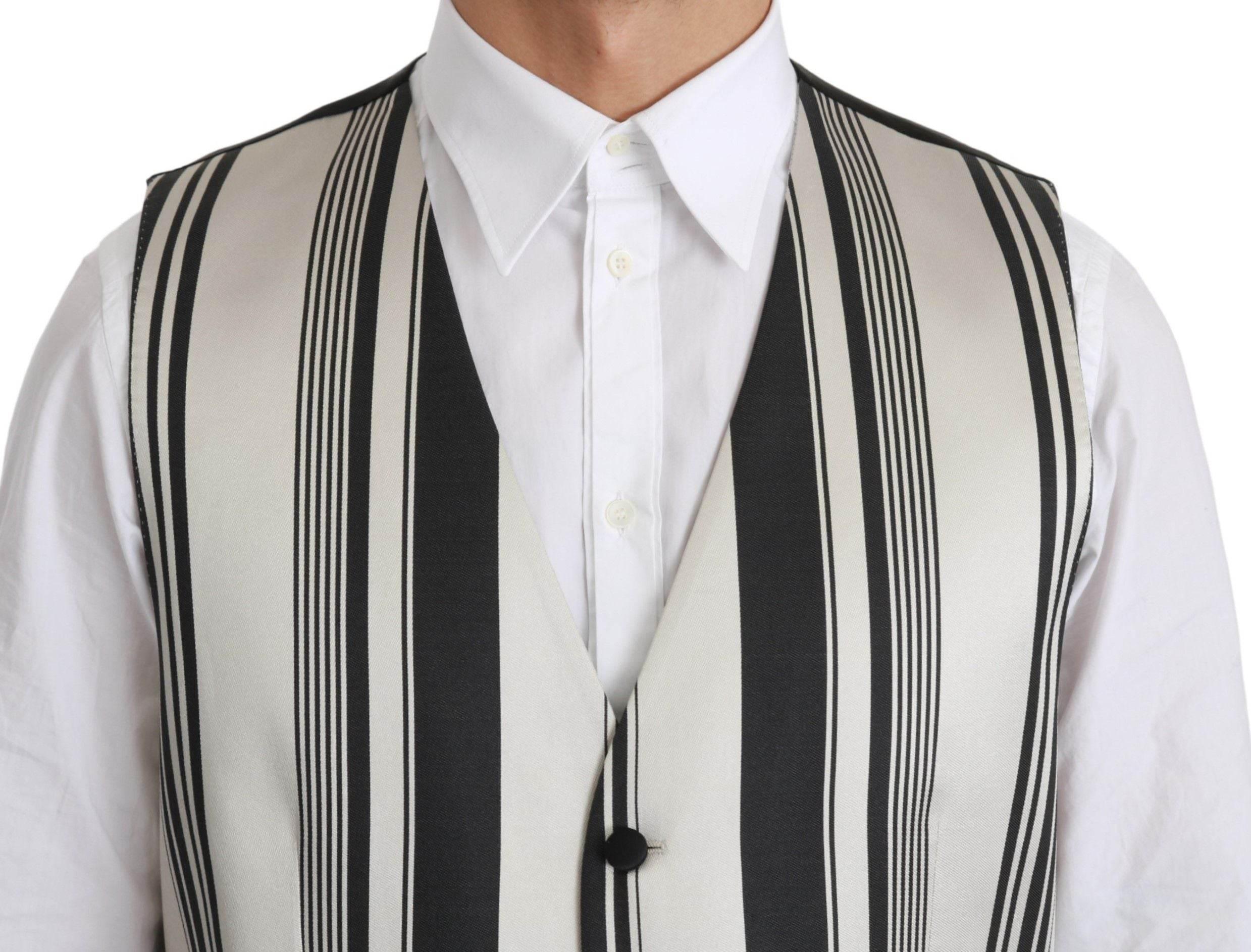 Dolce & Gabbana Stripe Cotton Silk Dress Vest - Hilstor