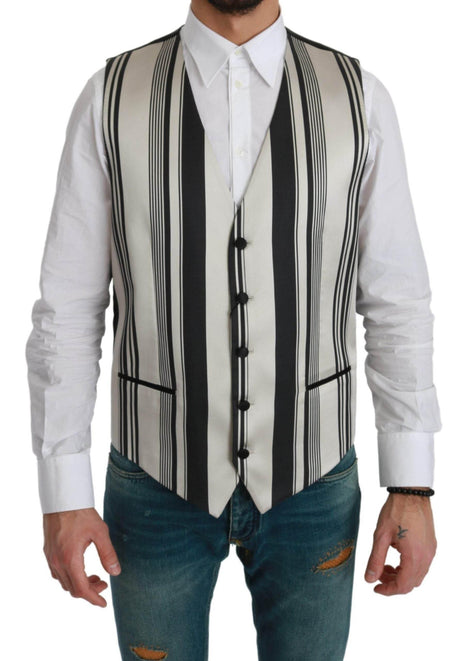 Dolce & Gabbana Stripe Cotton Silk Dress Vest - Hilstor