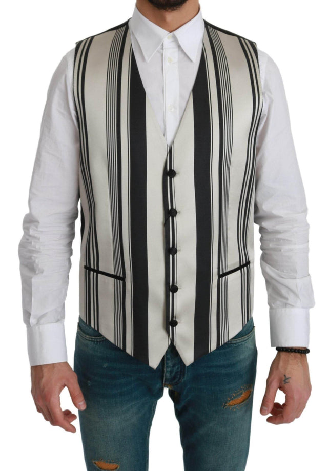Dolce & Gabbana Stripe Cotton Silk Dress Vest - Hilstor