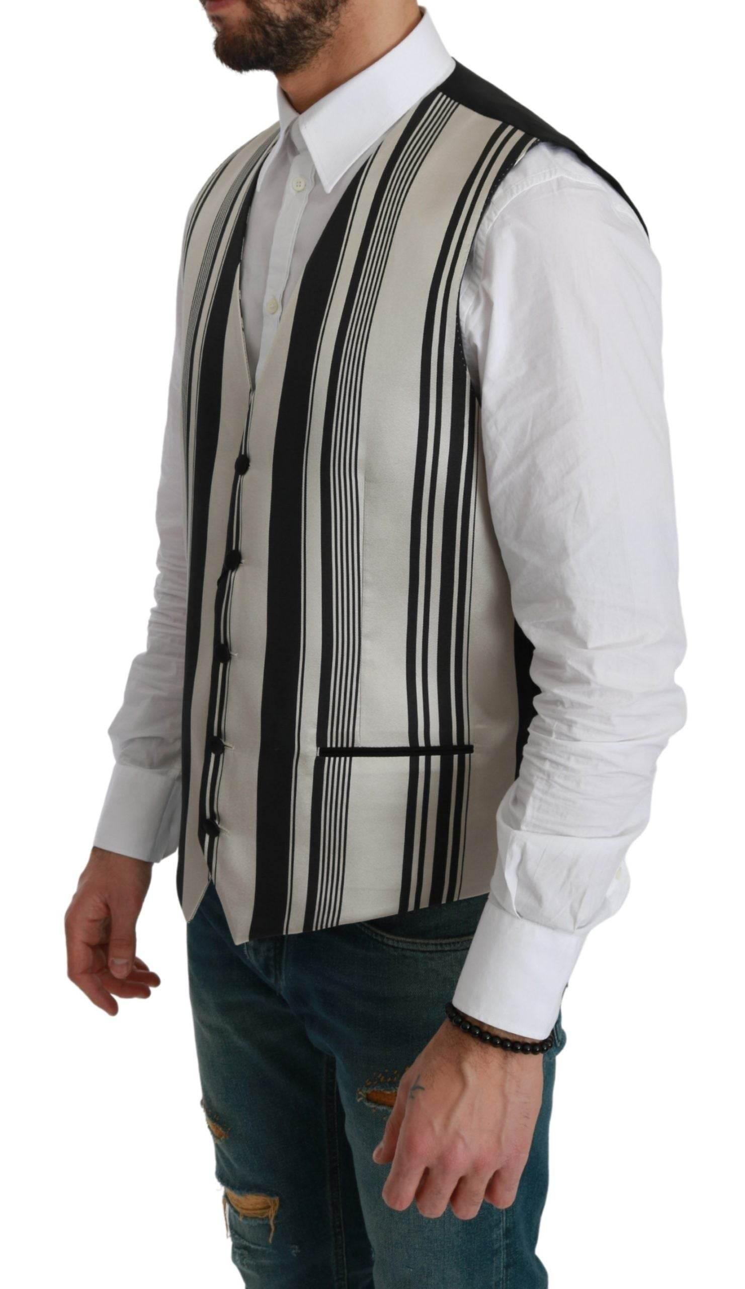 Dolce & Gabbana Stripe Cotton Silk Dress Vest - Hilstor
