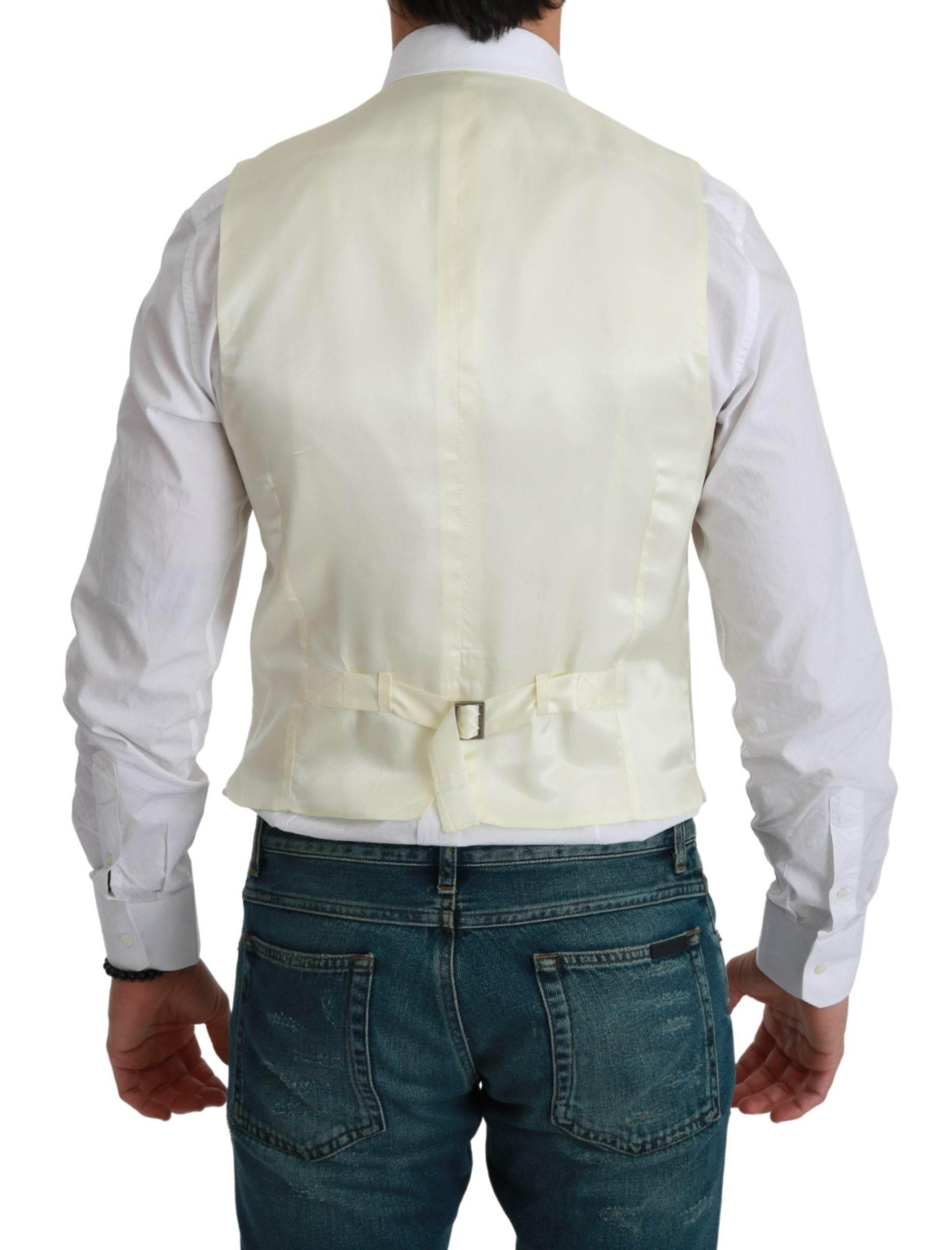 Dolce & Gabbana White Waistcoat Formal Wool Vest - Hilstor