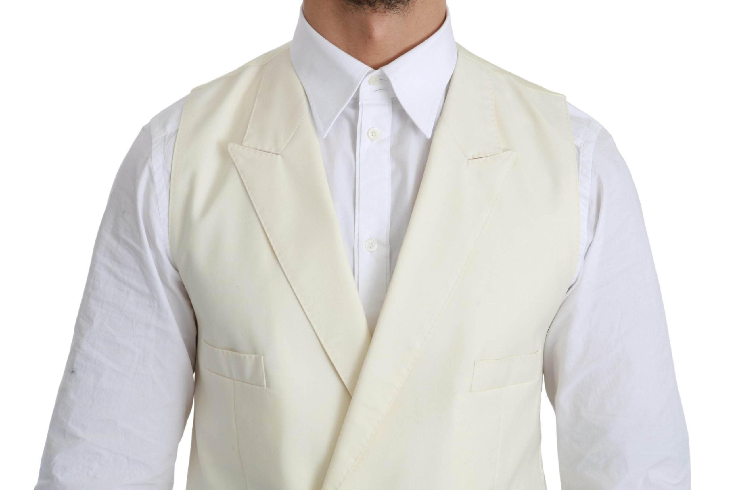 Dolce & Gabbana White Waistcoat Formal Wool Vest - Hilstor