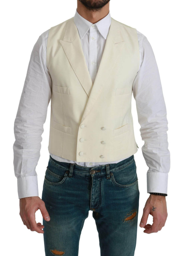 Dolce & Gabbana White Waistcoat Formal Wool Vest - Hilstor