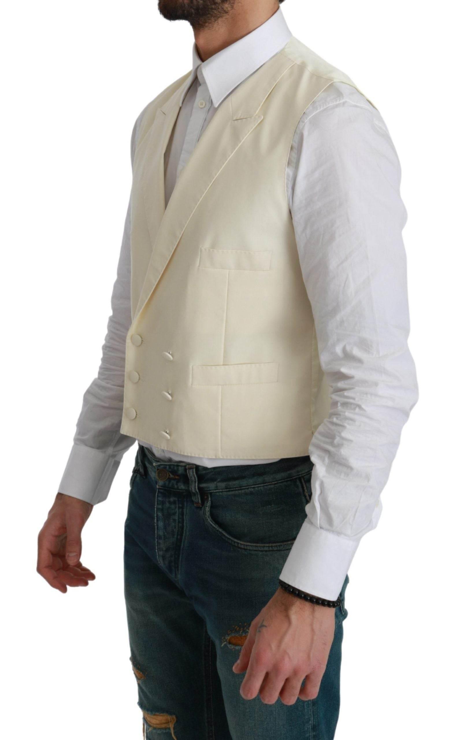 Dolce & Gabbana White Waistcoat Formal Wool Vest - Hilstor