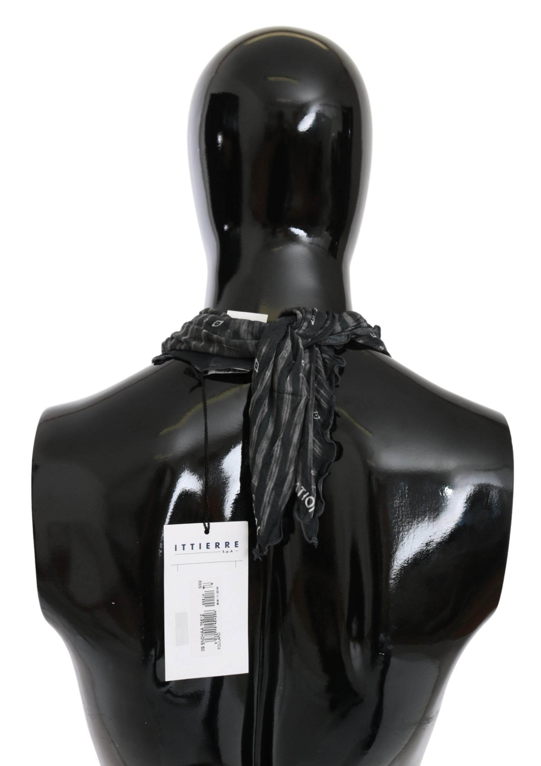 Costume National Black Gray Viscose Foulard Branded Scarf - Hilstor
