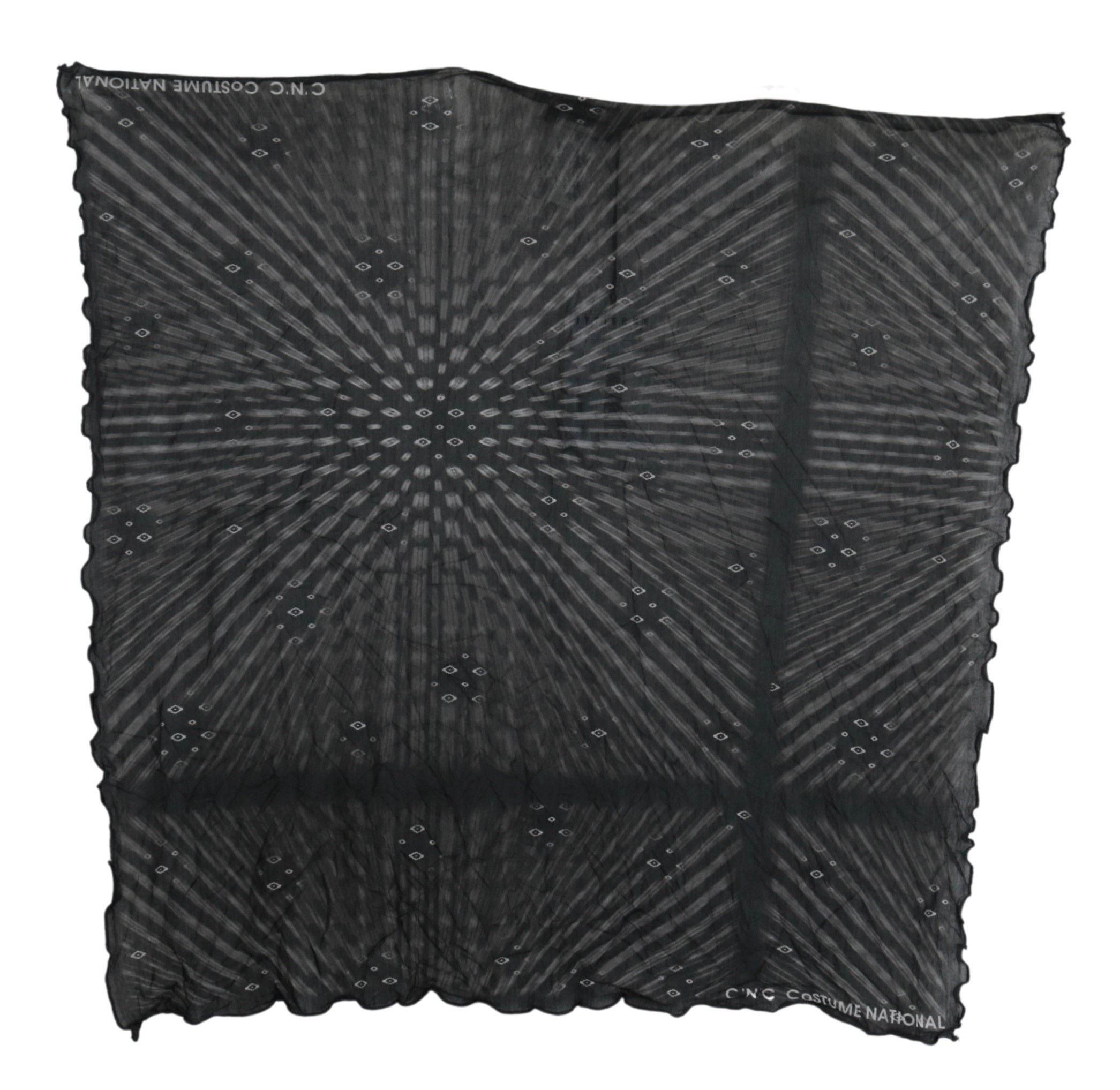 Costume National Black Gray Viscose Foulard Branded Scarf - Hilstor