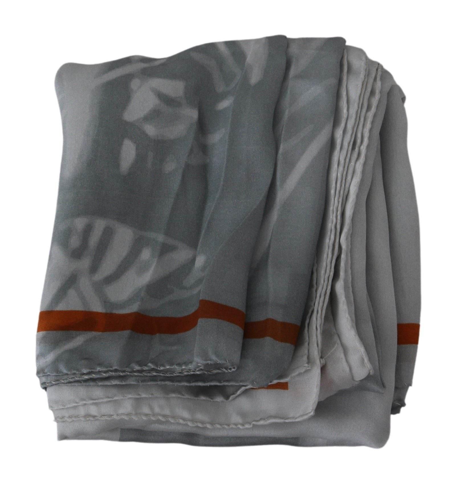 Costume National Gray Red Silk Shawl Foulard Wrap Scarf - Hilstor