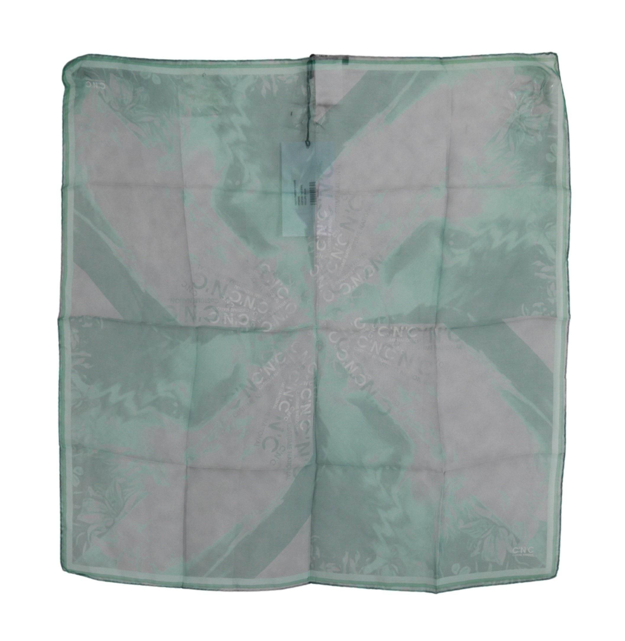 Costume National Green Silk Shawl Foulard Wrap Scarf - Hilstor