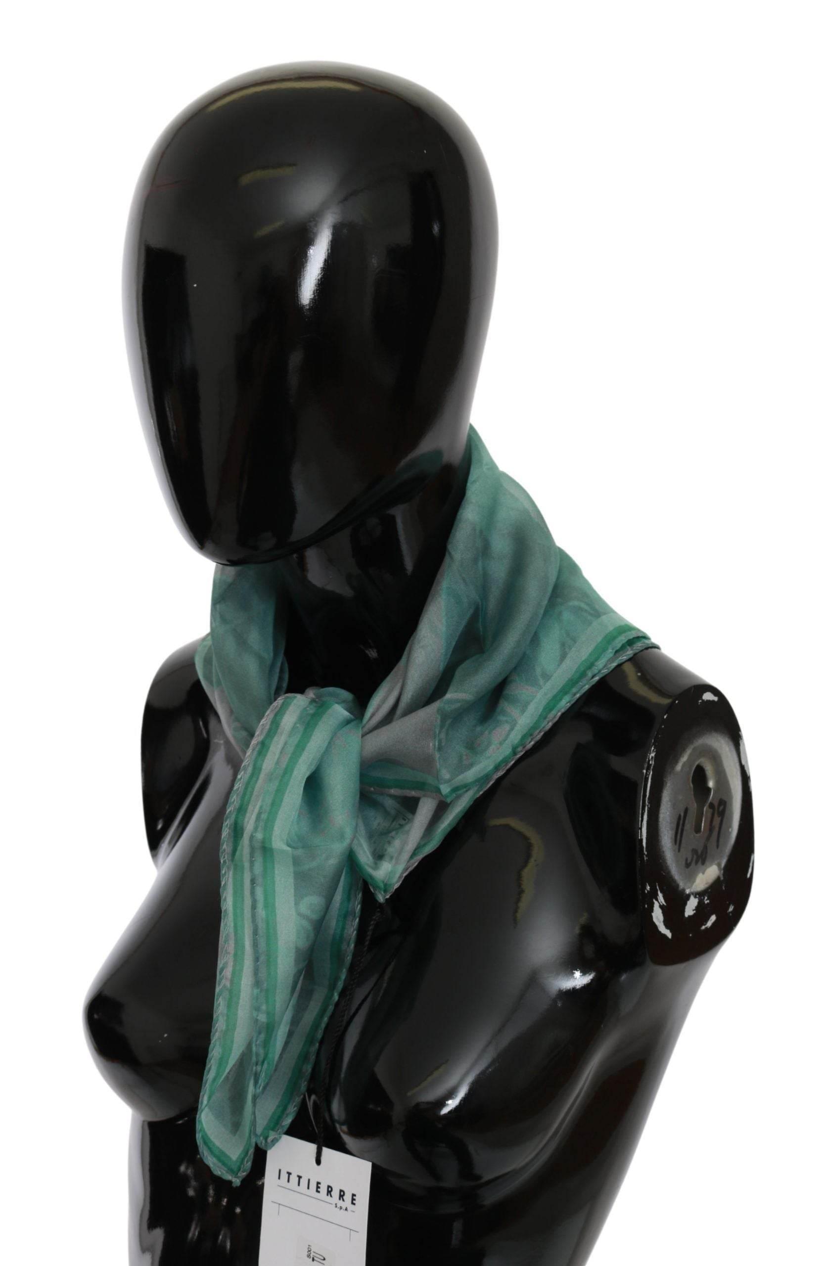 Costume National Green Silk Shawl Foulard Wrap Scarf - Hilstor