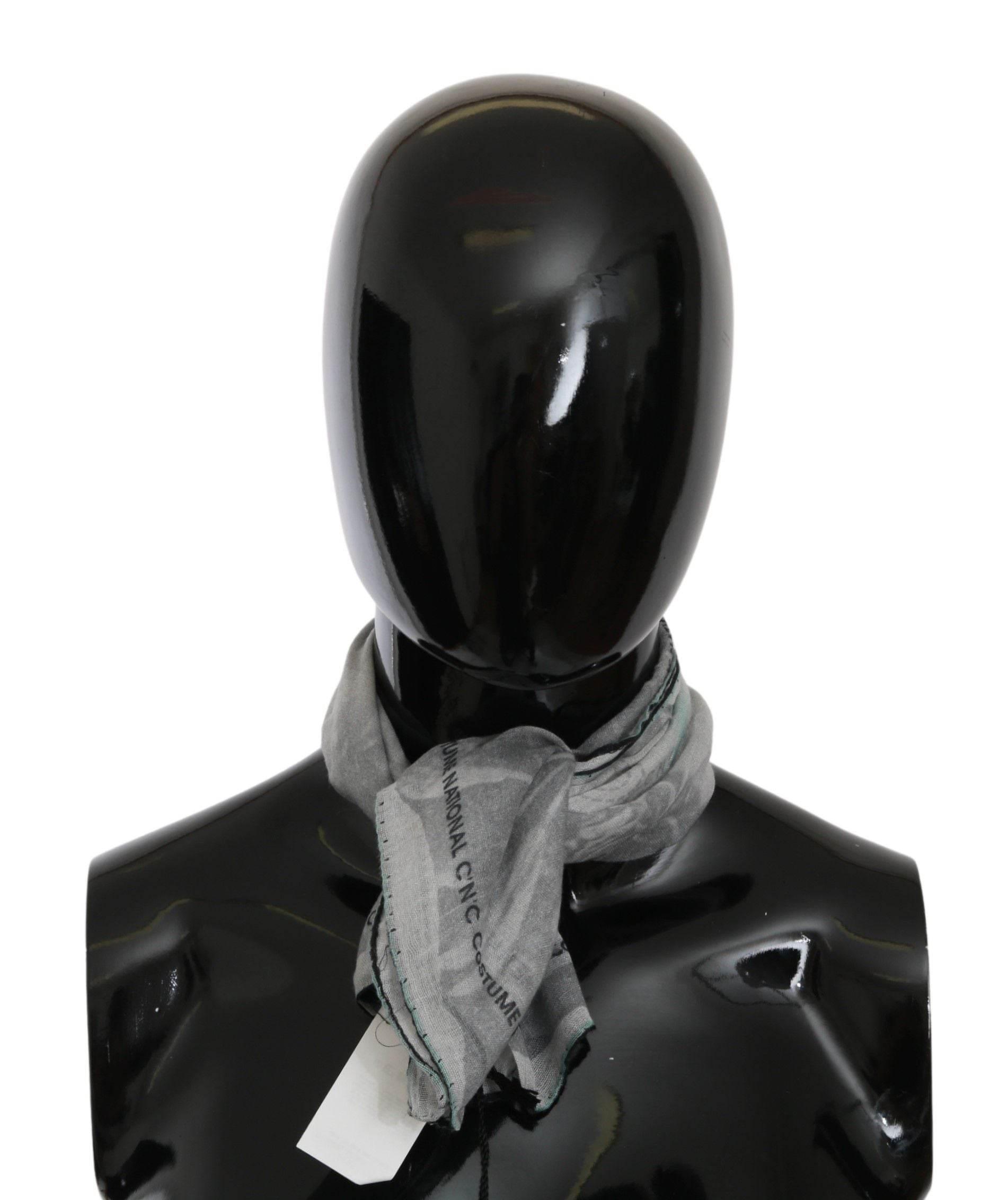 Costume National Gray Silk Shawl Foulard Wrap Scarf - Hilstor