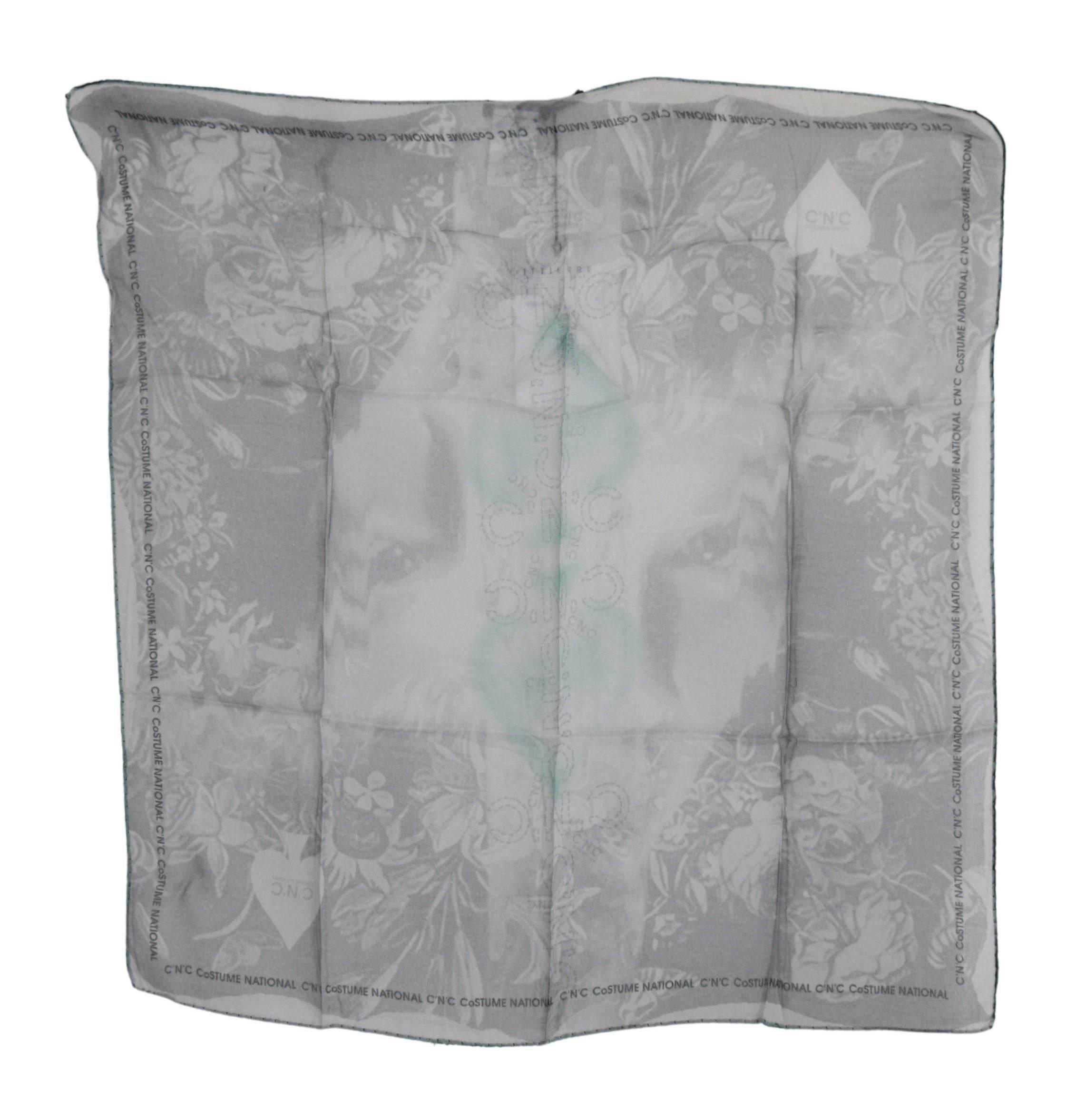 Costume National Gray Silk Shawl Foulard Wrap Scarf - Hilstor