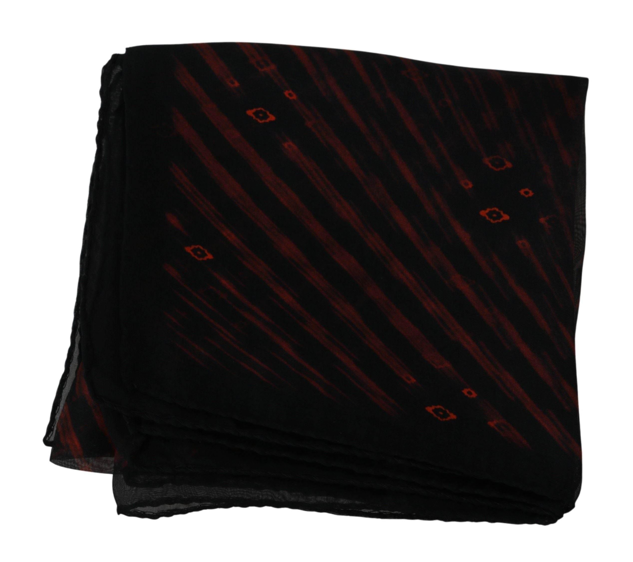 Costume National Black Orange 100% Silk Branded Scarf - Hilstor