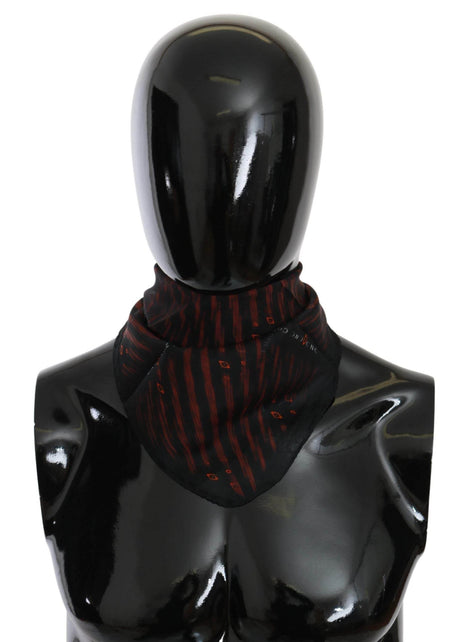 Costume National Elegant Silk Scarf Bandana Hat in Black Orange - Hilstor