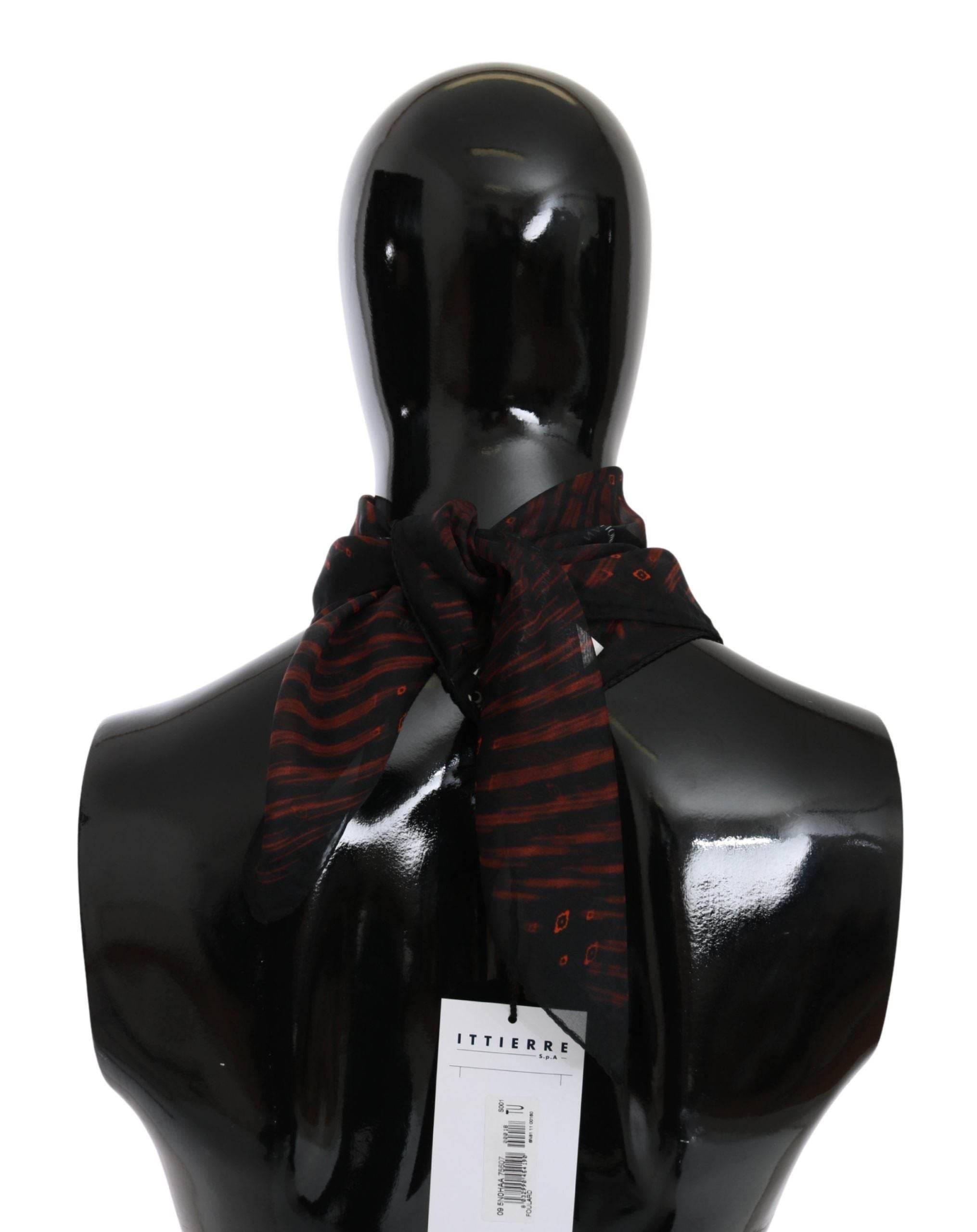 Costume National Black Orange 100% Silk Branded Scarf - Hilstor