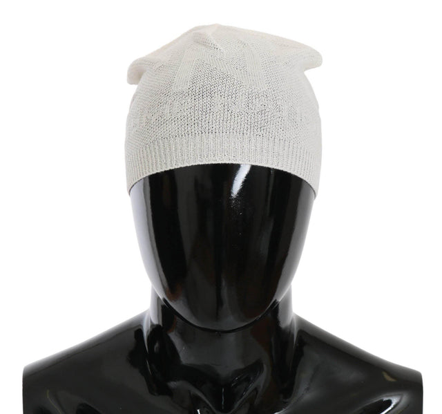 Costume National Elegant White Wool Blend Beanie Hat - Hilstor