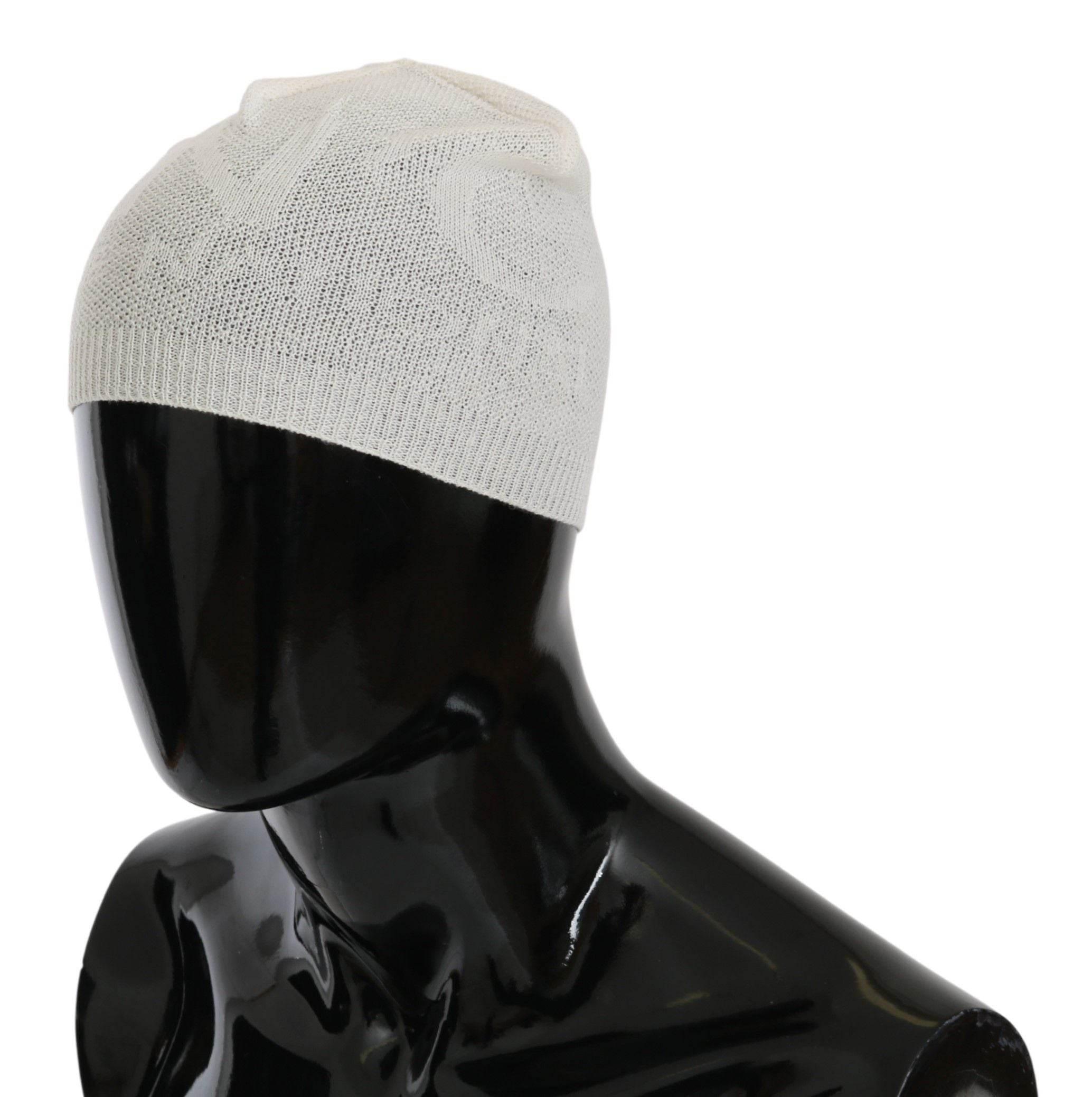 Costume National Elegant White Wool Blend Beanie Hat - Hilstor