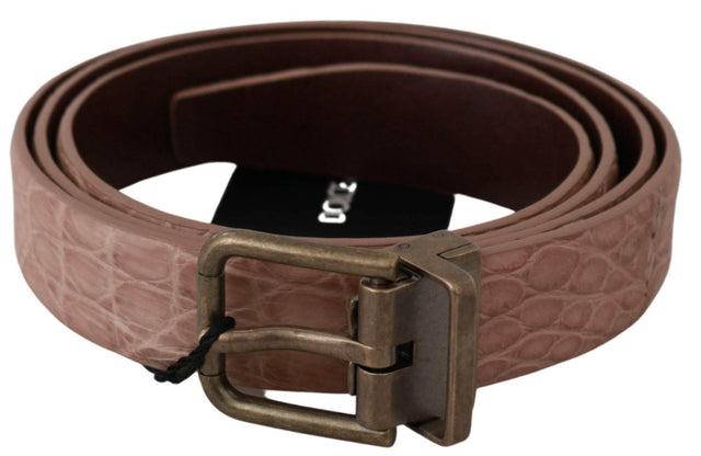 Dolce & Gabbana Beige Exotic Skin Gold Buckle Leather Belt - Hilstor