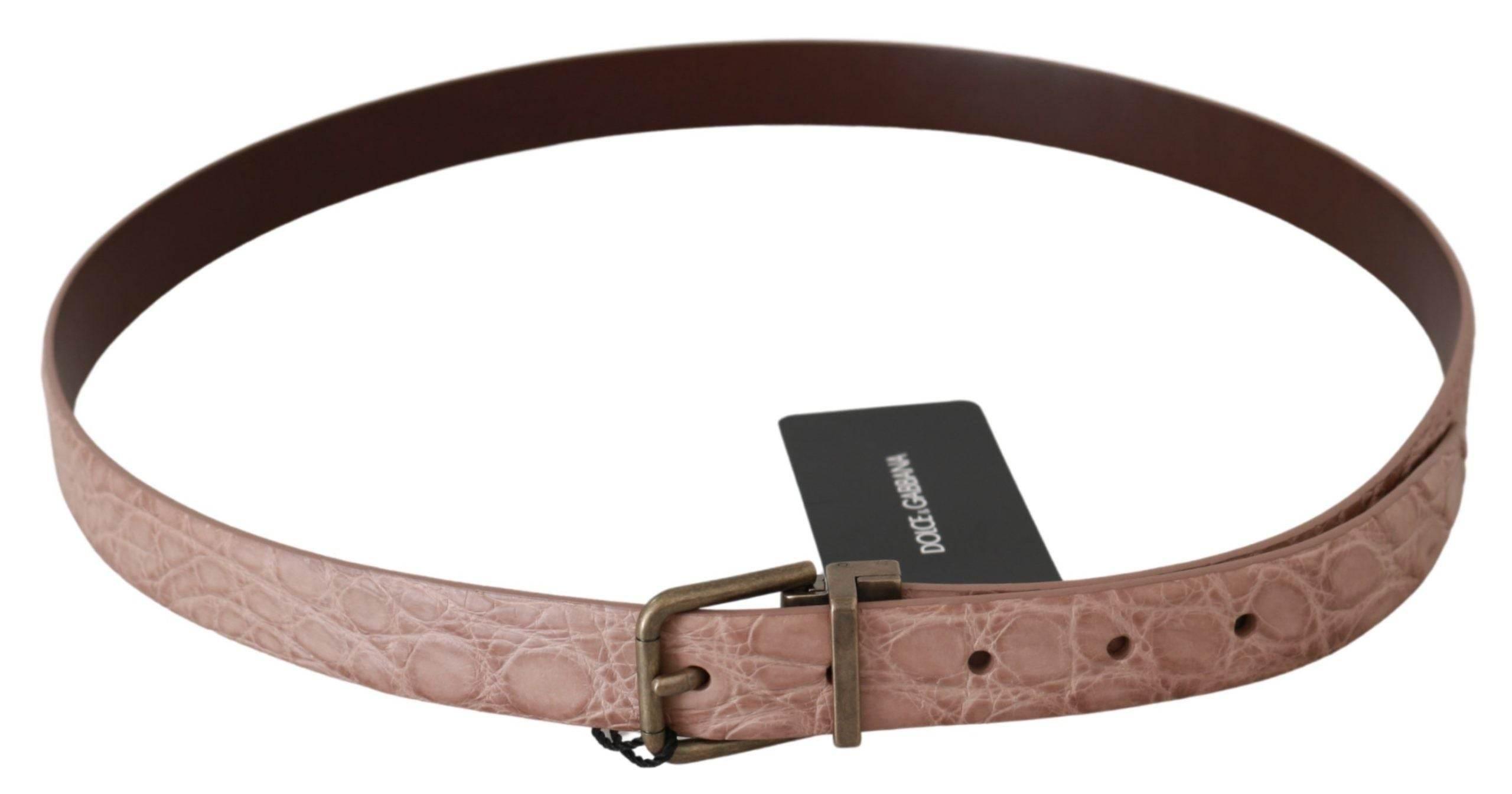 Dolce & Gabbana Beige Exotic Skin Gold Buckle Leather Belt - Hilstor