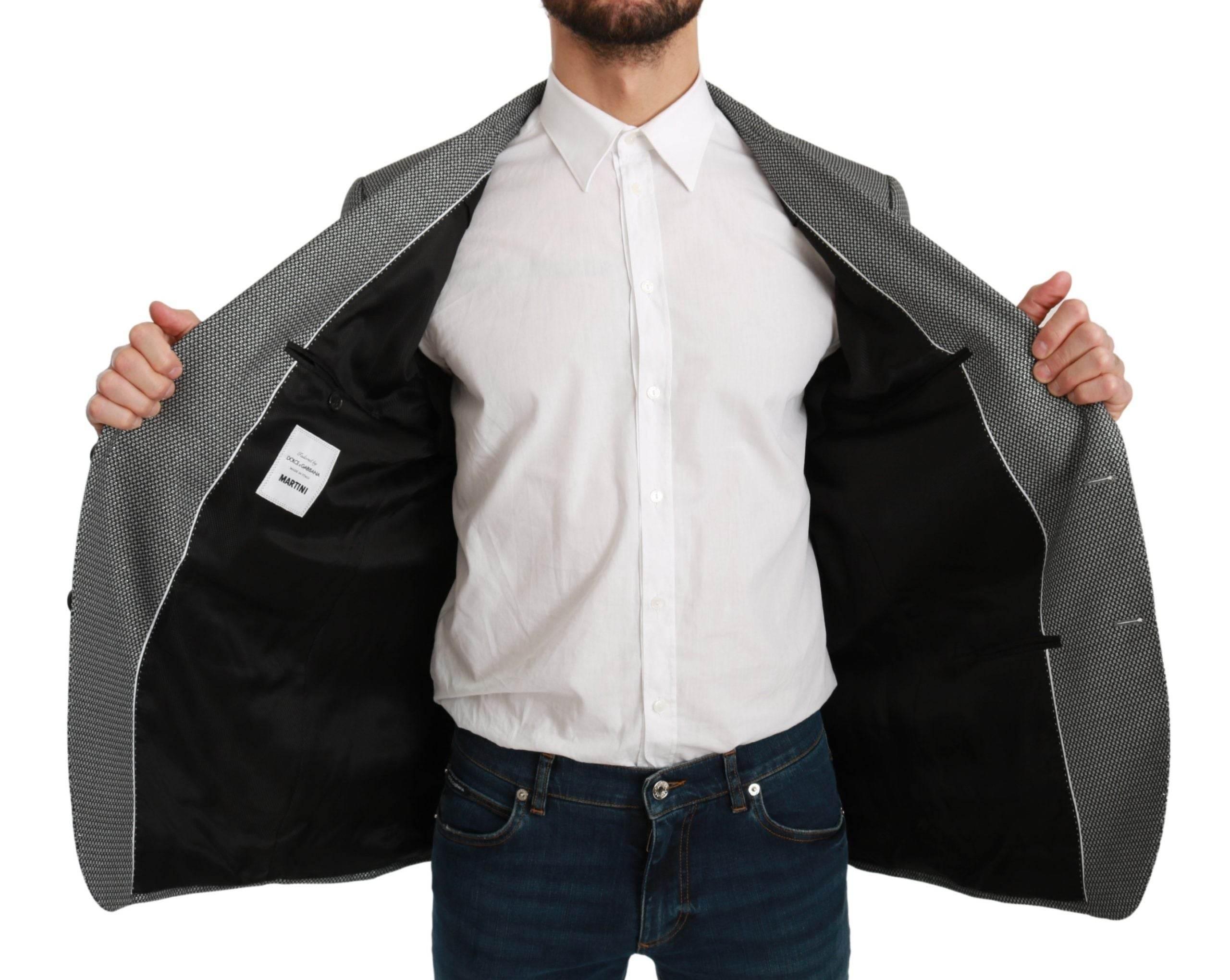 Dolce & Gabbana Gray Slim Fit Formal MARTINI Blazer - Hilstor