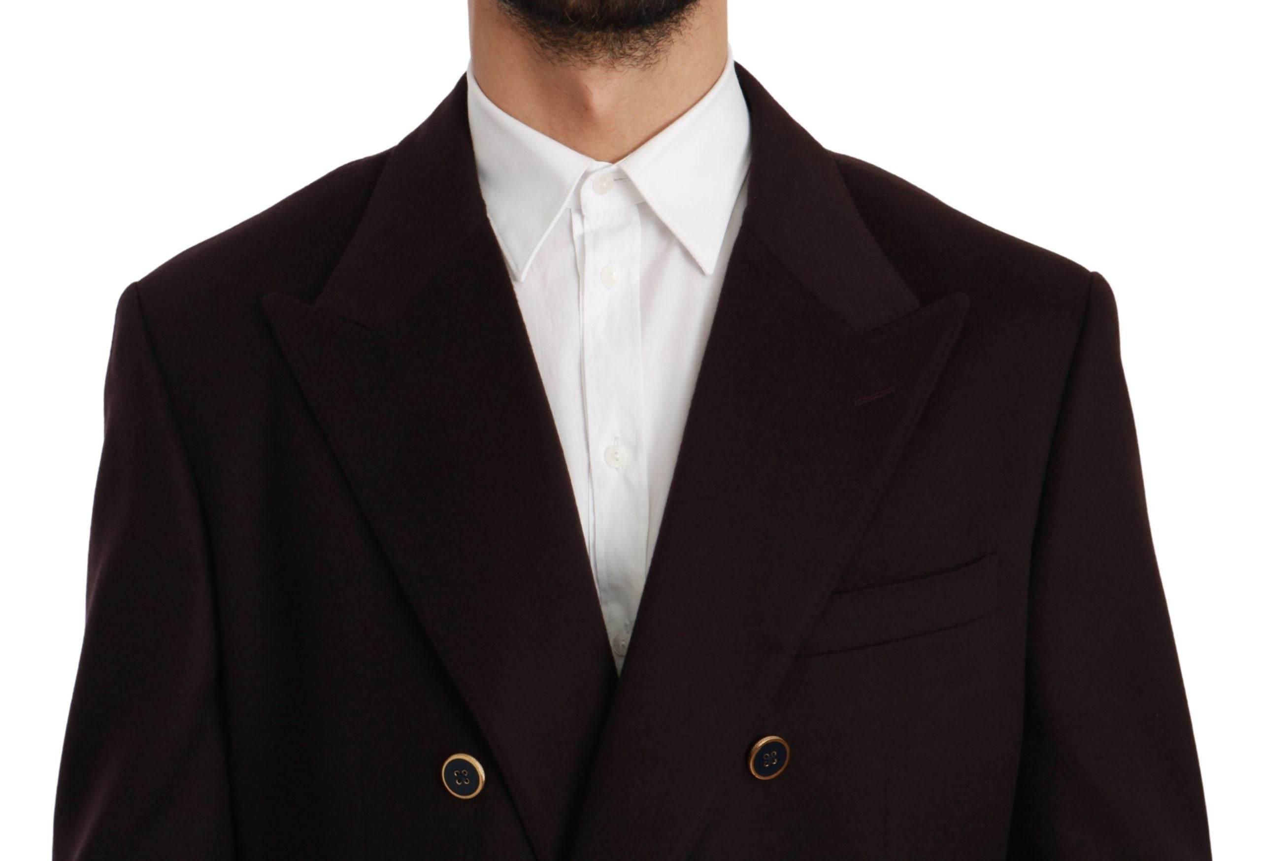 Dolce & Gabbana Bordeaux Cashmere Coat TAORMINA Blazer - Hilstor