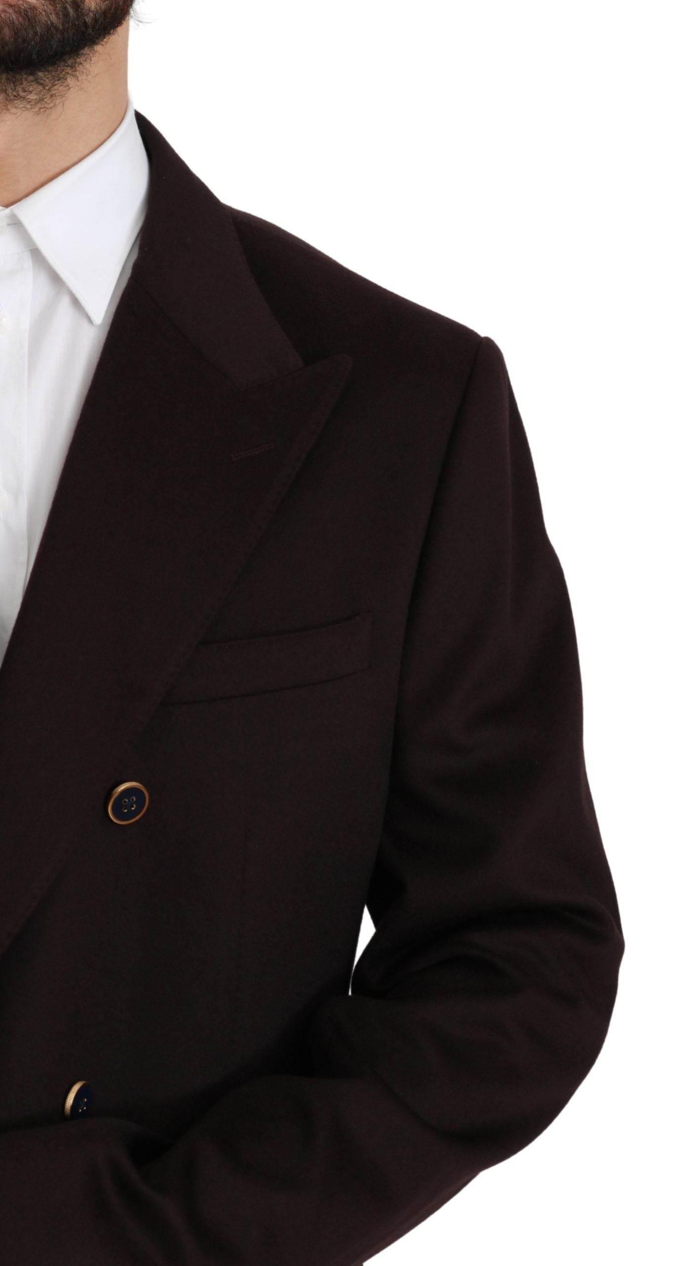 Dolce & Gabbana Bordeaux Cashmere Coat TAORMINA Blazer - Hilstor