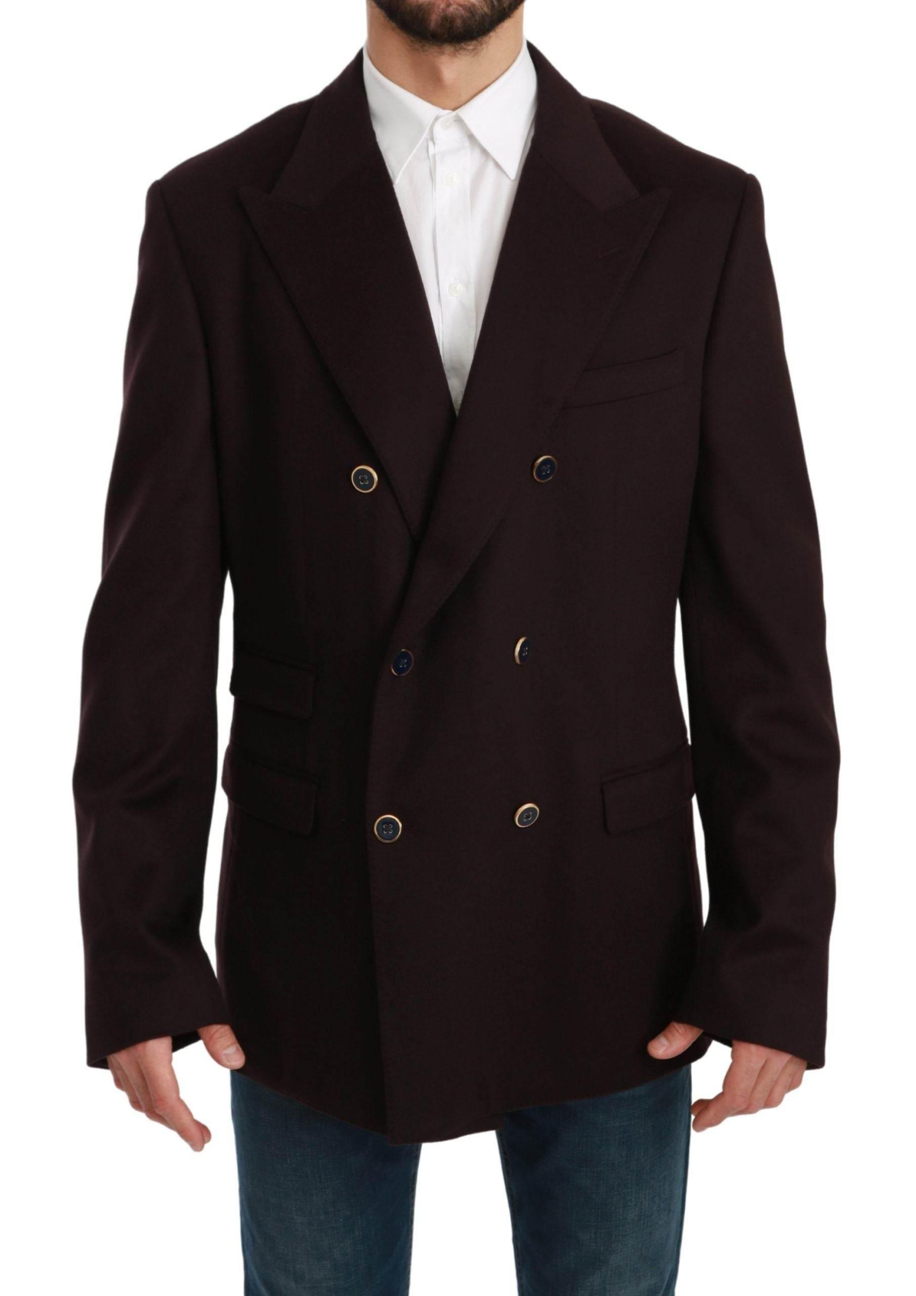 Dolce & Gabbana Bordeaux Cashmere Coat TAORMINA Blazer - Hilstor