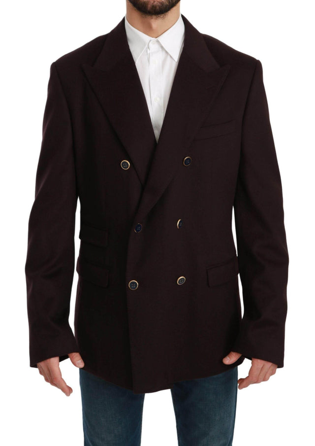 Dolce & Gabbana Bordeaux Cashmere Coat TAORMINA Blazer - Hilstor