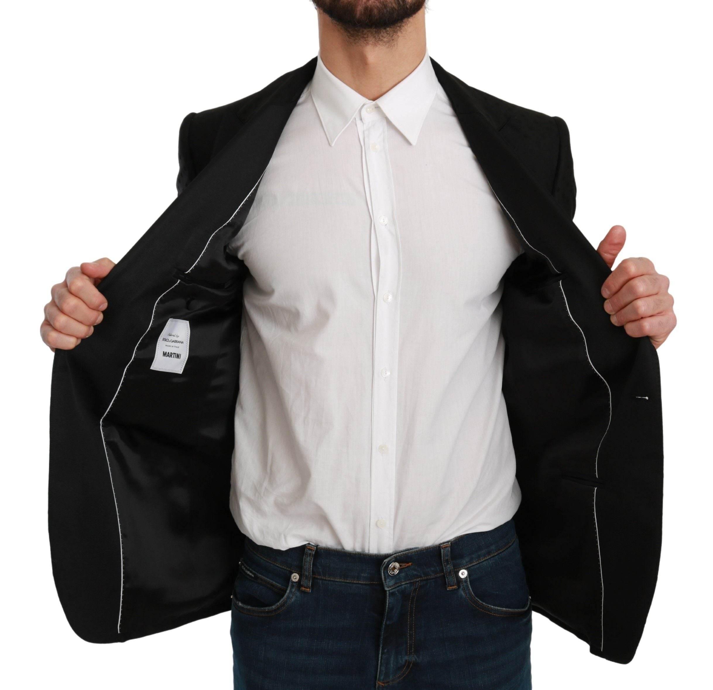 Dolce & Gabbana Black Slim Fit Coat Jacket MARTINI Blazer - Hilstor