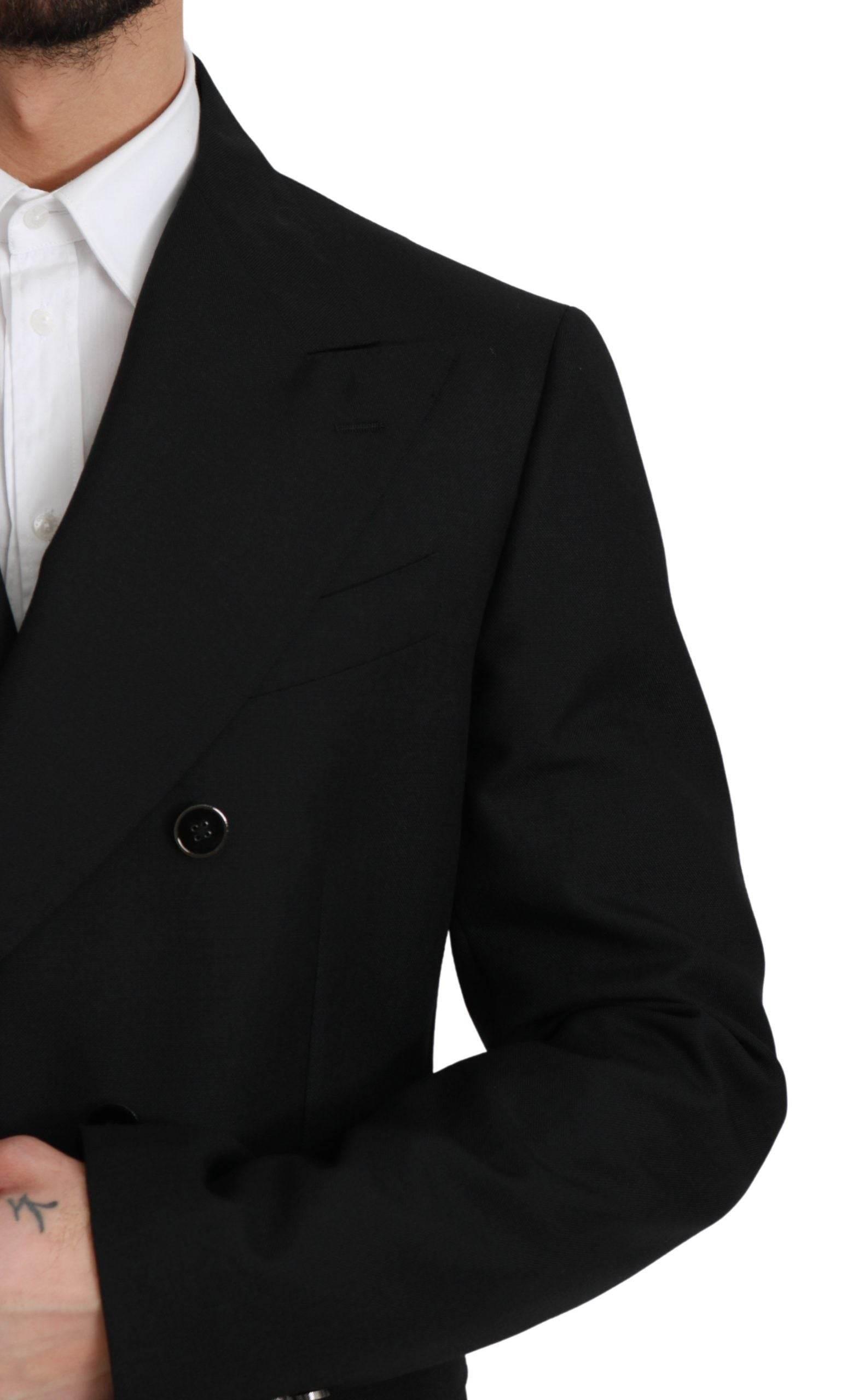Dolce & Gabbana Black Slim Fit Jacket Coat Wool Blazer - Hilstor
