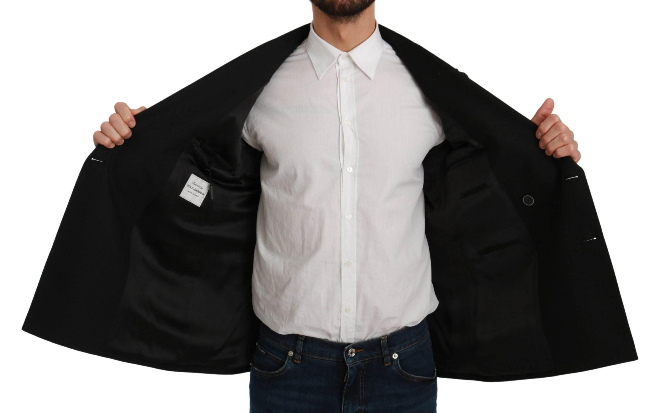 Dolce & Gabbana Black Slim Fit Jacket Coat Wool Blazer - Hilstor