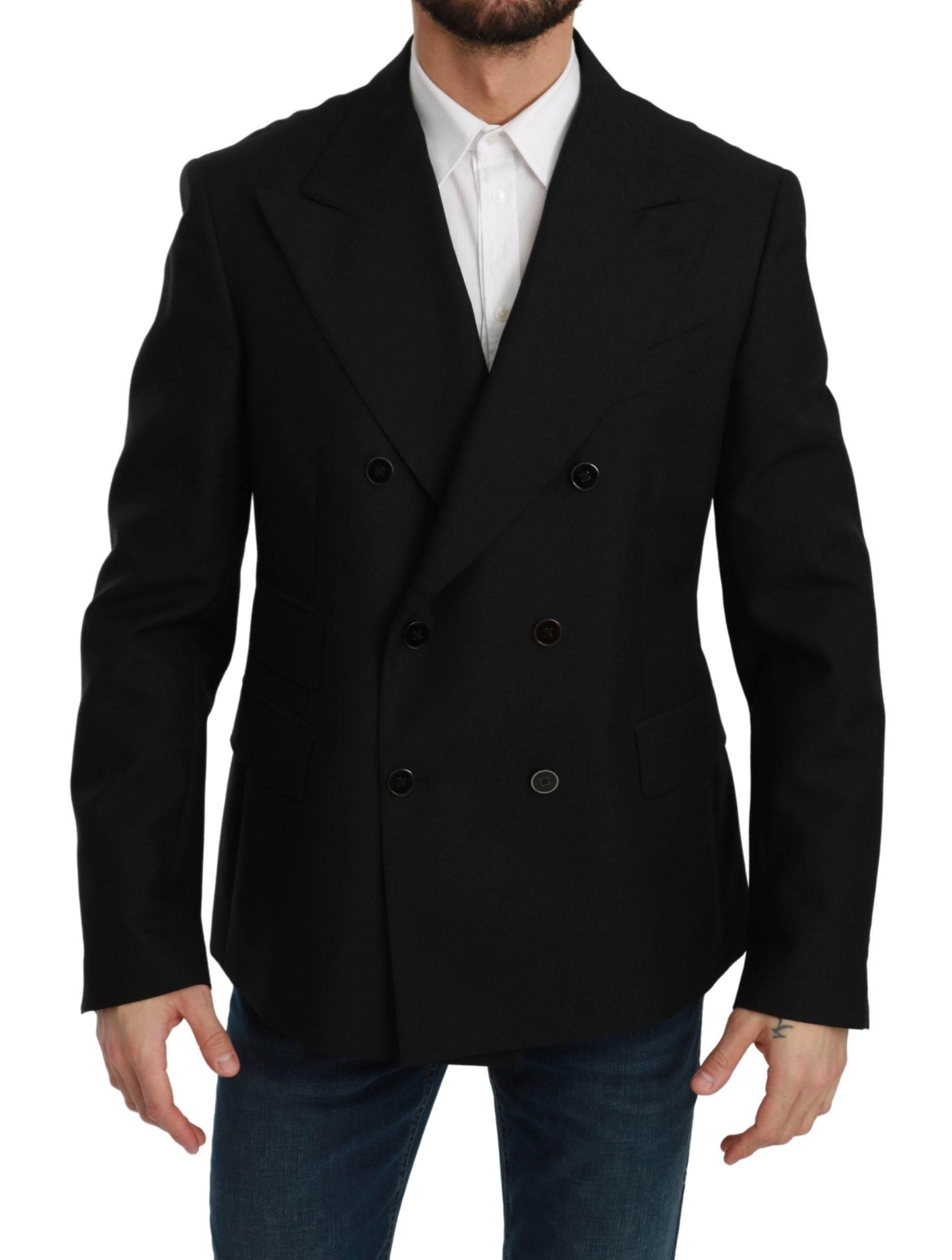 Dolce & Gabbana Black Slim Fit Jacket Coat Wool Blazer - Hilstor