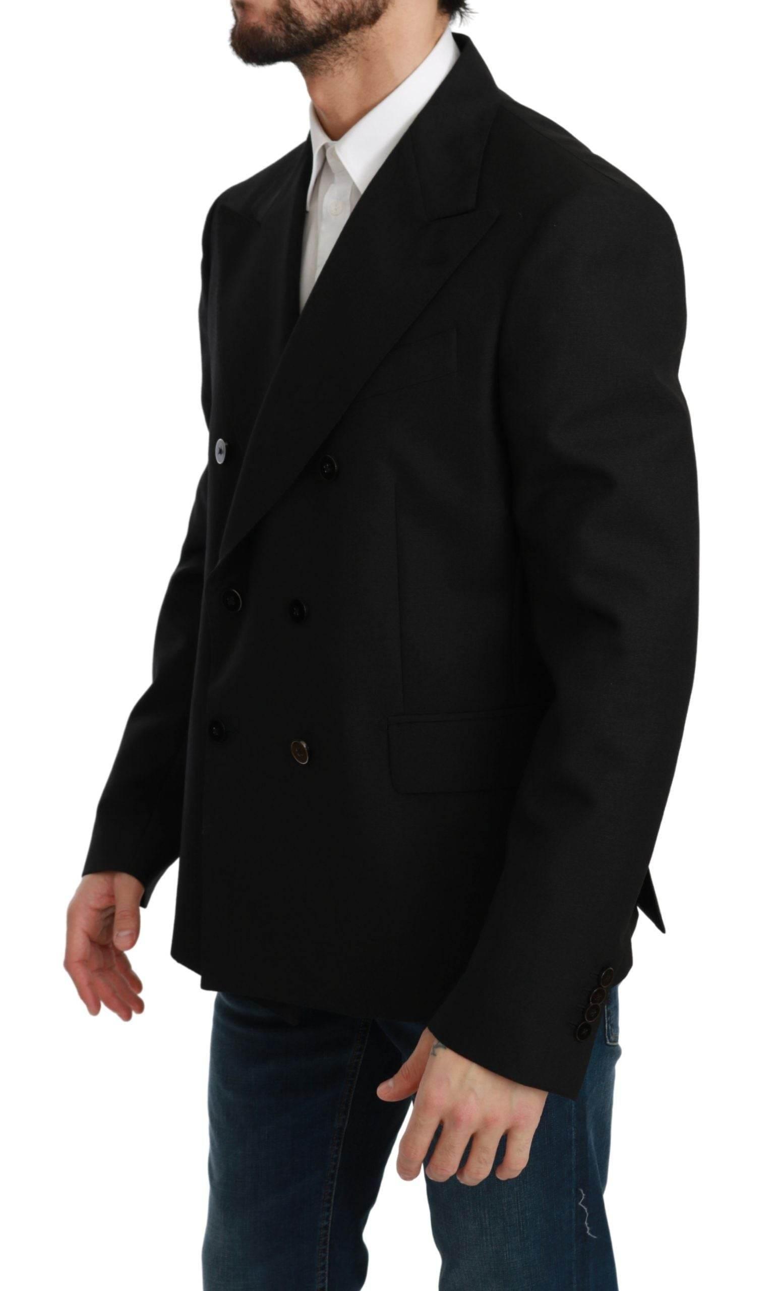 Dolce & Gabbana Black Slim Fit Jacket Coat Wool Blazer - Hilstor