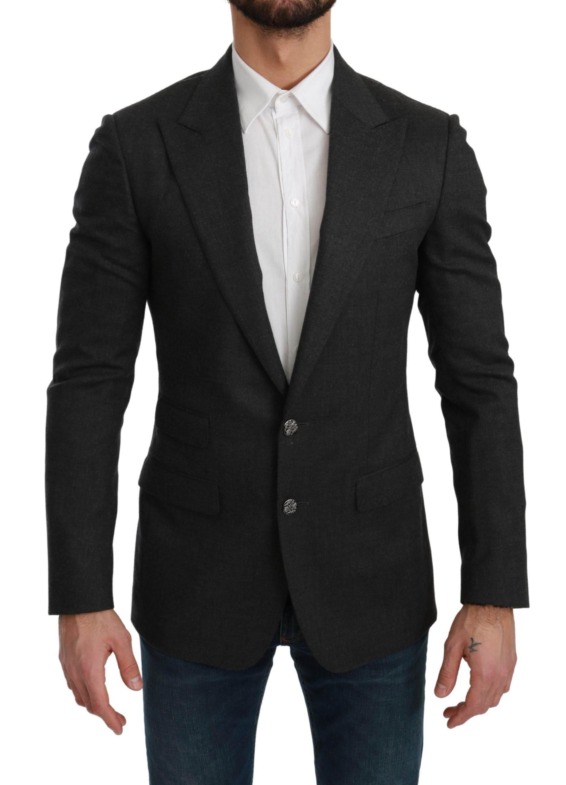 Dolce & Gabbana Gray NAPOLI Slim Fit Jacket Wool Blazer - Hilstor