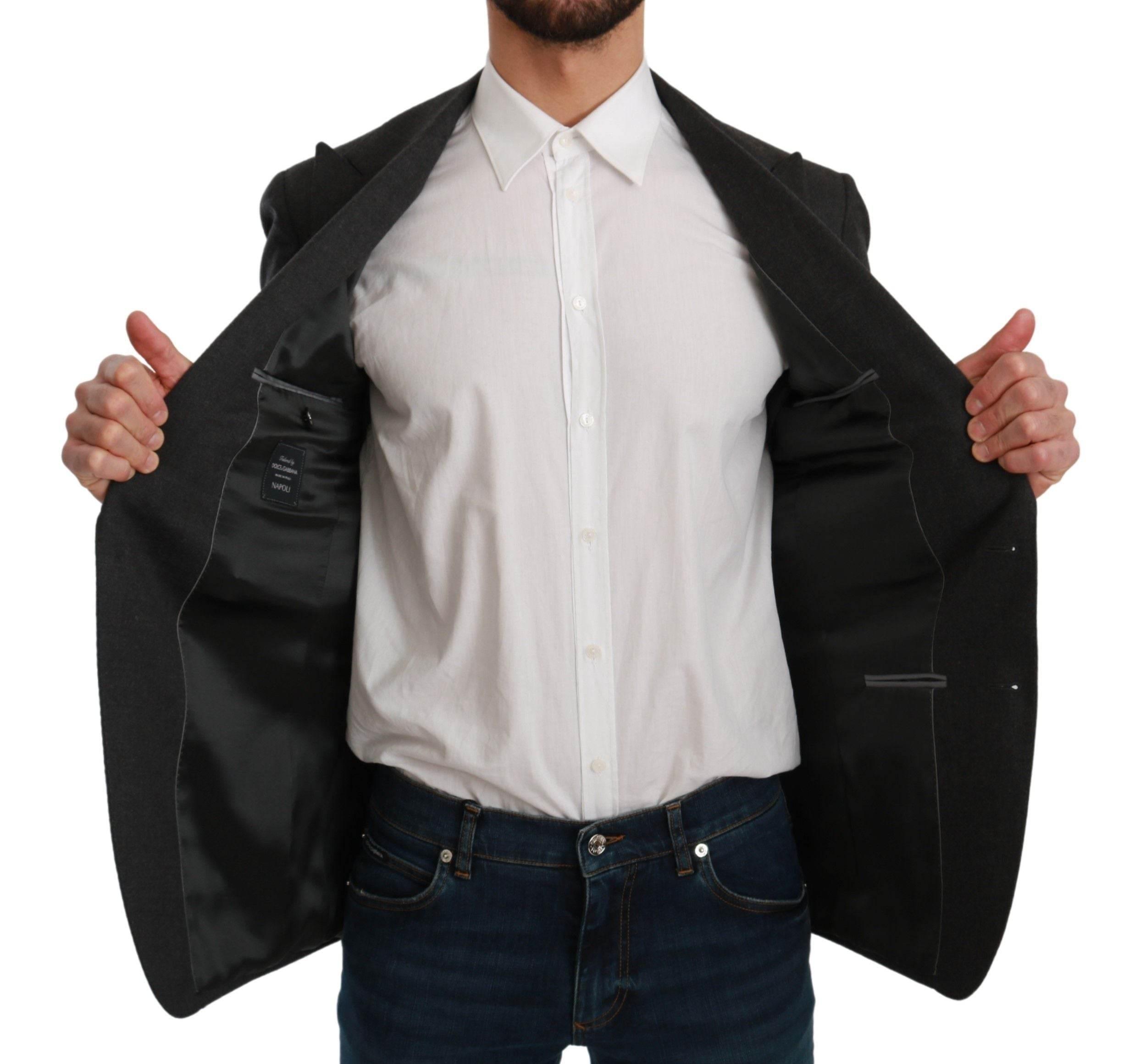 Dolce & Gabbana Gray NAPOLI Slim Fit Jacket Wool Blazer - Hilstor
