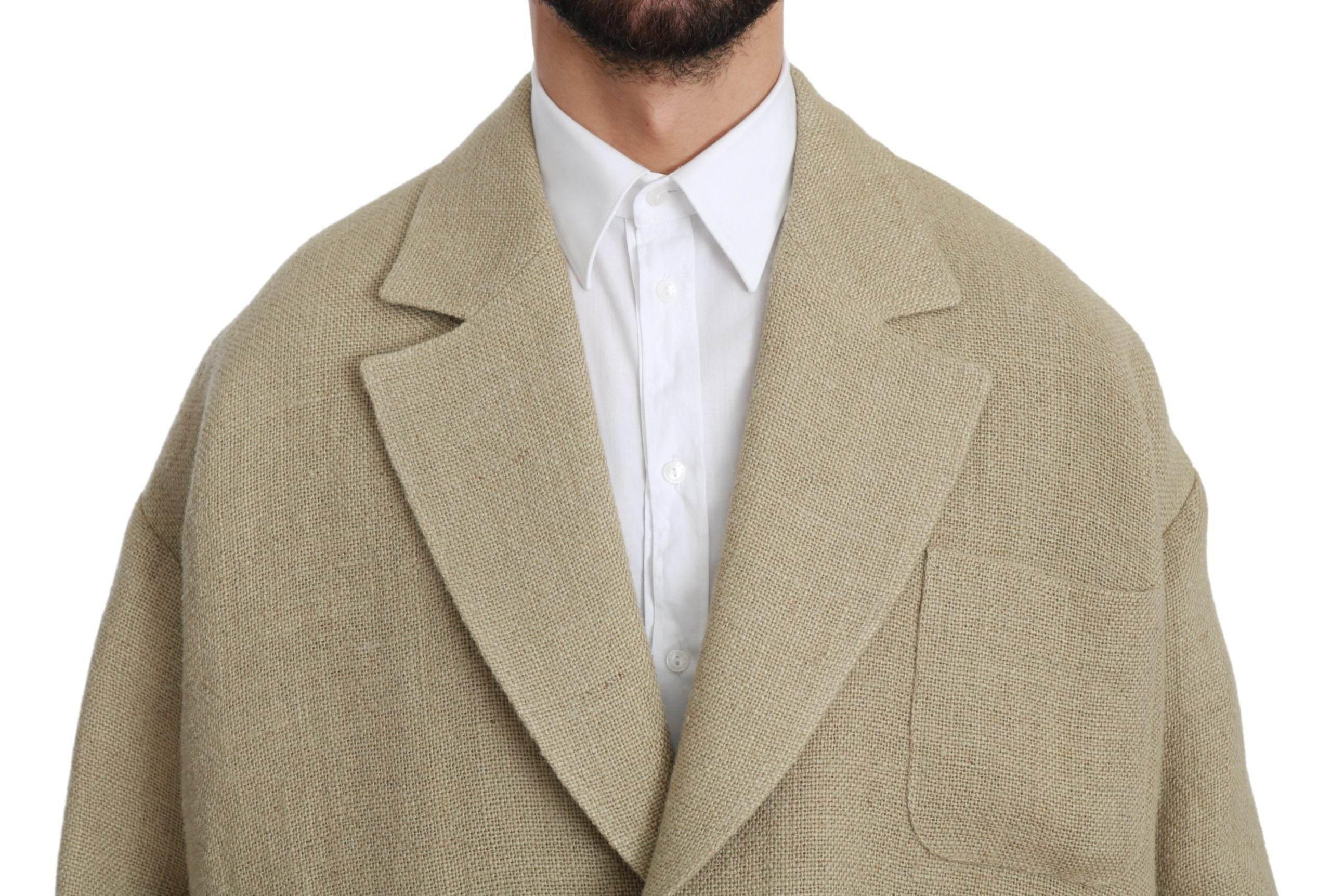 Dolce & Gabbana Beige Jacket Coat 100% Jute Blazer Coat - Hilstor