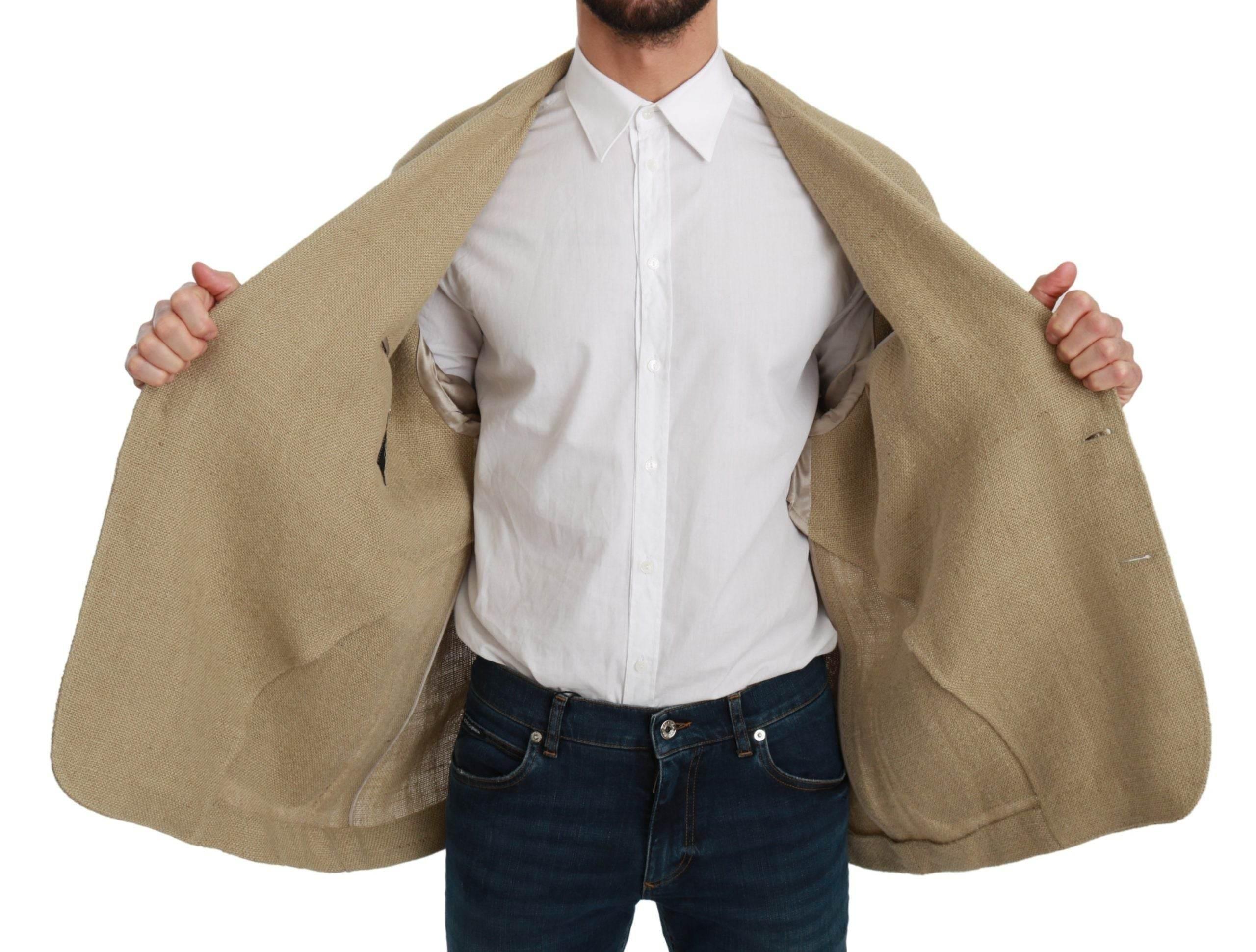 Dolce & Gabbana Beige Jacket Coat 100% Jute Blazer Coat - Hilstor