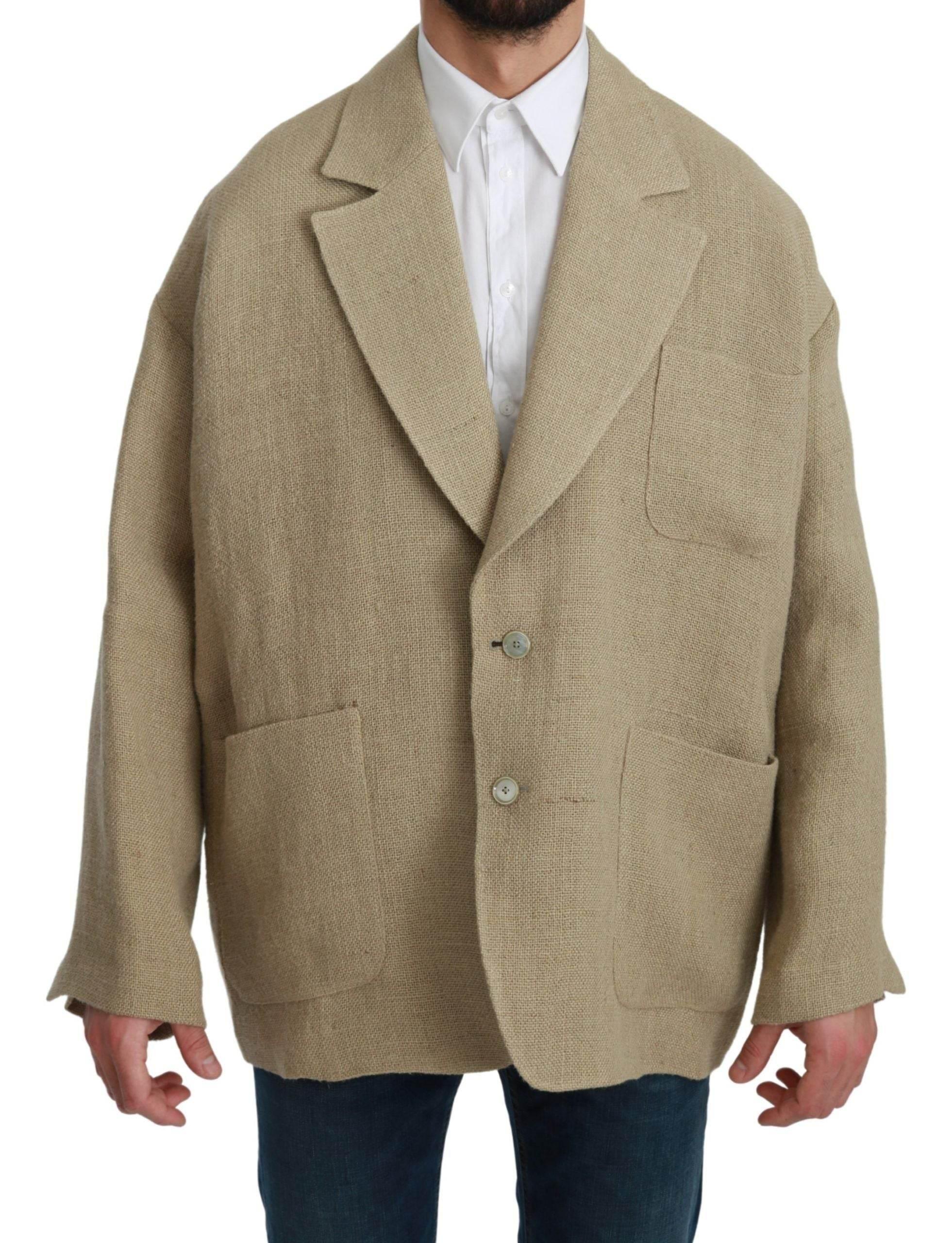 Dolce & Gabbana Beige Jacket Coat 100% Jute Blazer Coat - Hilstor