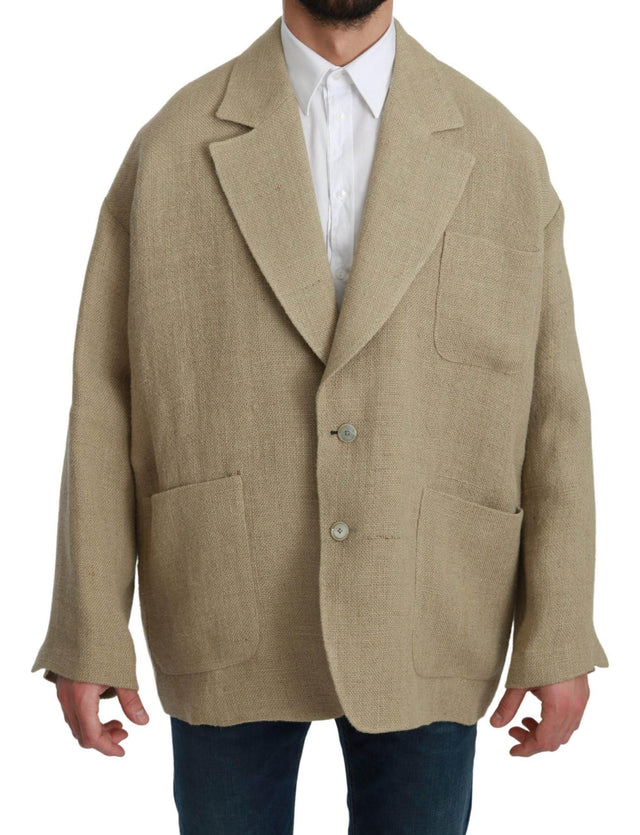 Dolce & Gabbana Beige Jacket Coat 100% Jute Blazer Coat - Hilstor