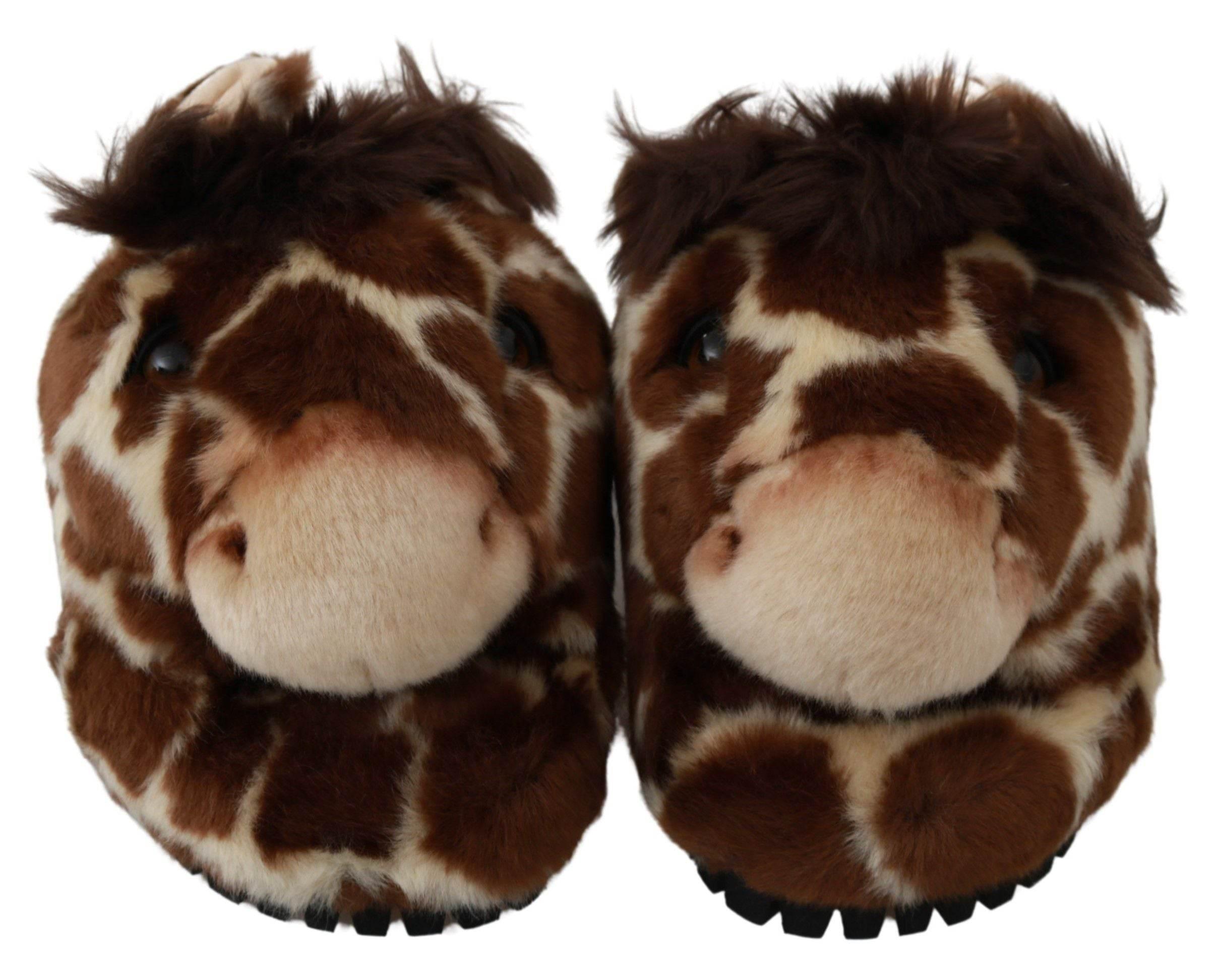 Dolce & Gabbana Elegant Giraffe Pattern Slides for Sophisticated Comfort - Hilstor