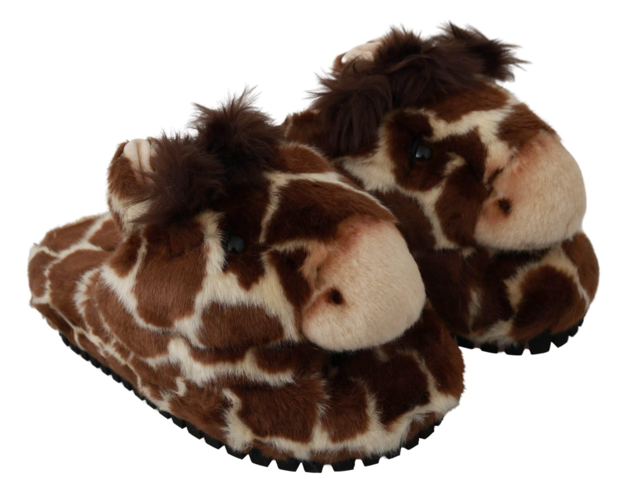 Dolce & Gabbana Elegant Giraffe Pattern Slides for Sophisticated Comfort - Hilstor