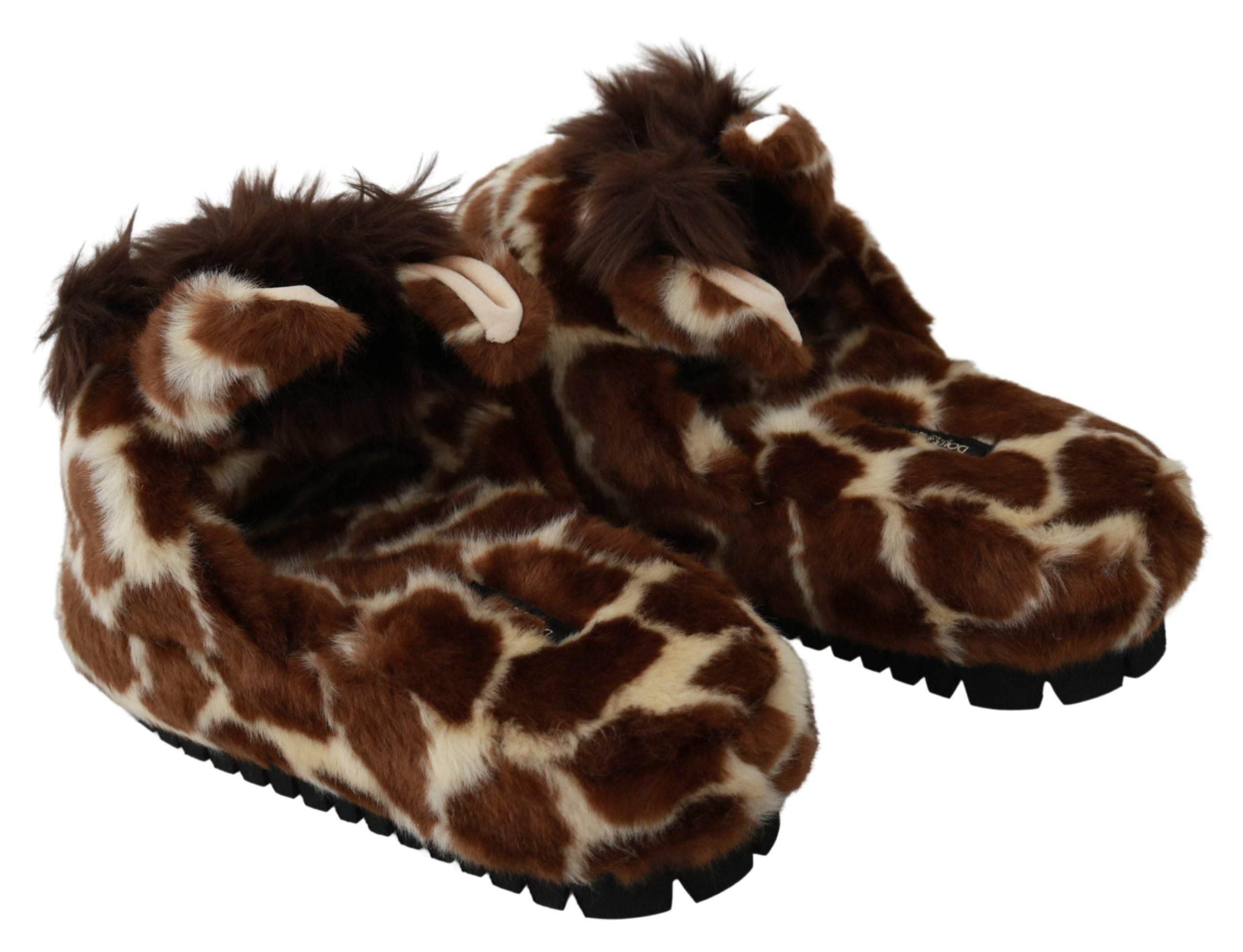 Dolce & Gabbana Elegant Giraffe Pattern Slides for Sophisticated Comfort - Hilstor