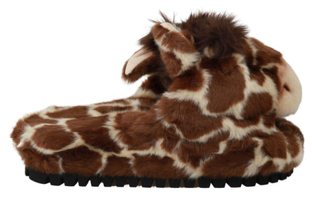 Dolce & Gabbana Elegant Giraffe Pattern Slides for Sophisticated Comfort - Hilstor