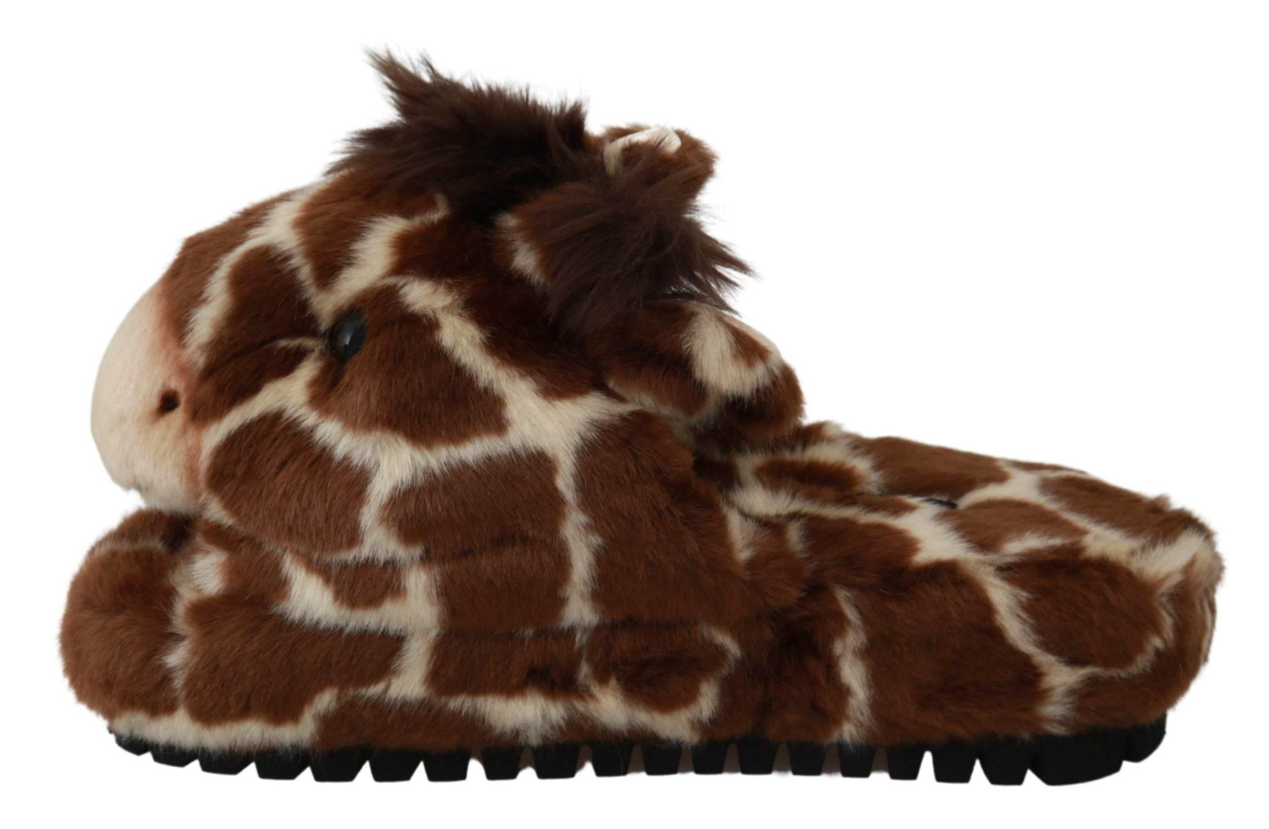 Dolce & Gabbana Elegant Giraffe Pattern Slides for Sophisticated Comfort - Hilstor